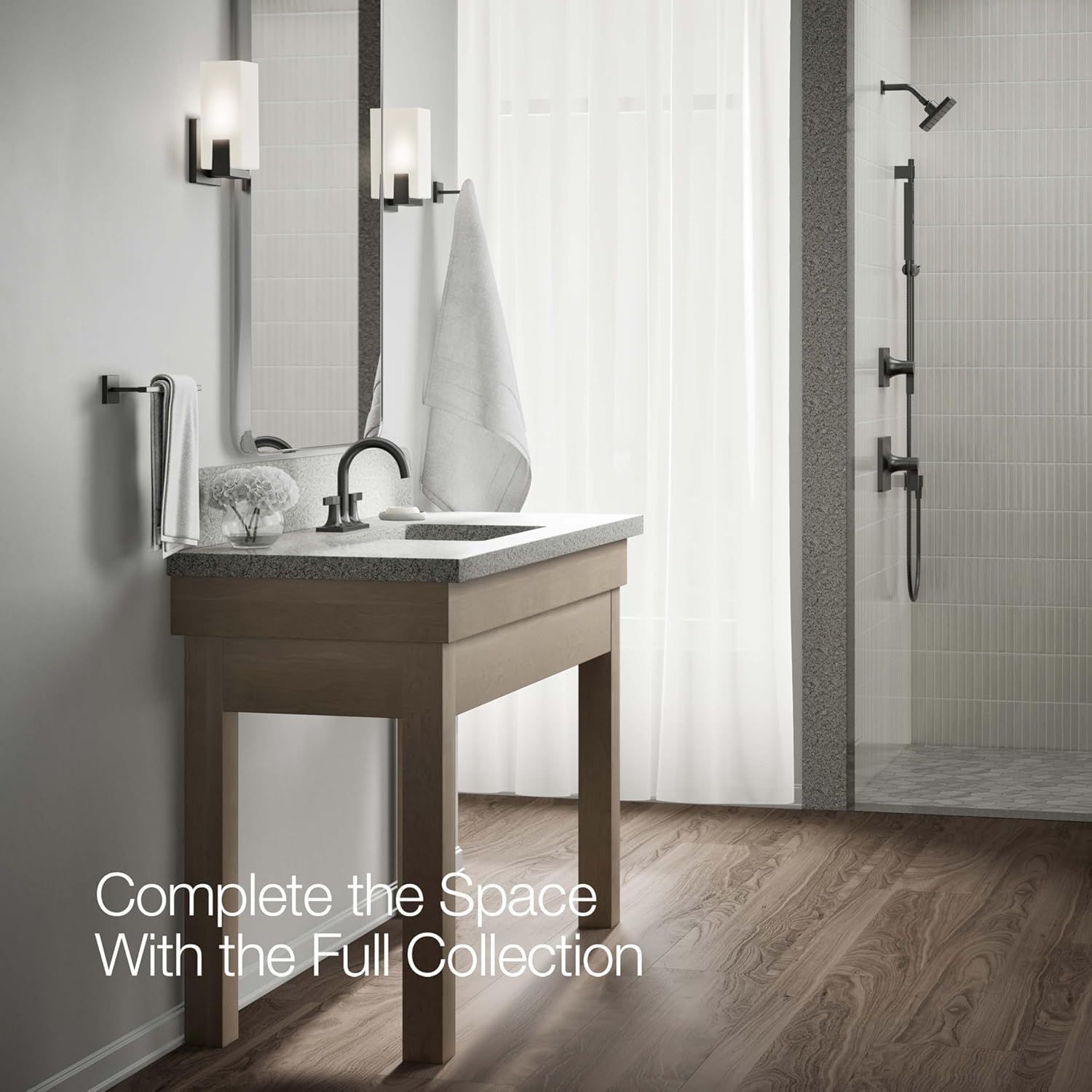 KOHLER K-28124-4N-BL Venza® Centerset Bathroom Faucet, 3-Hole, Bathroom Sink Faucet, 0.5 GPM, Matte Black