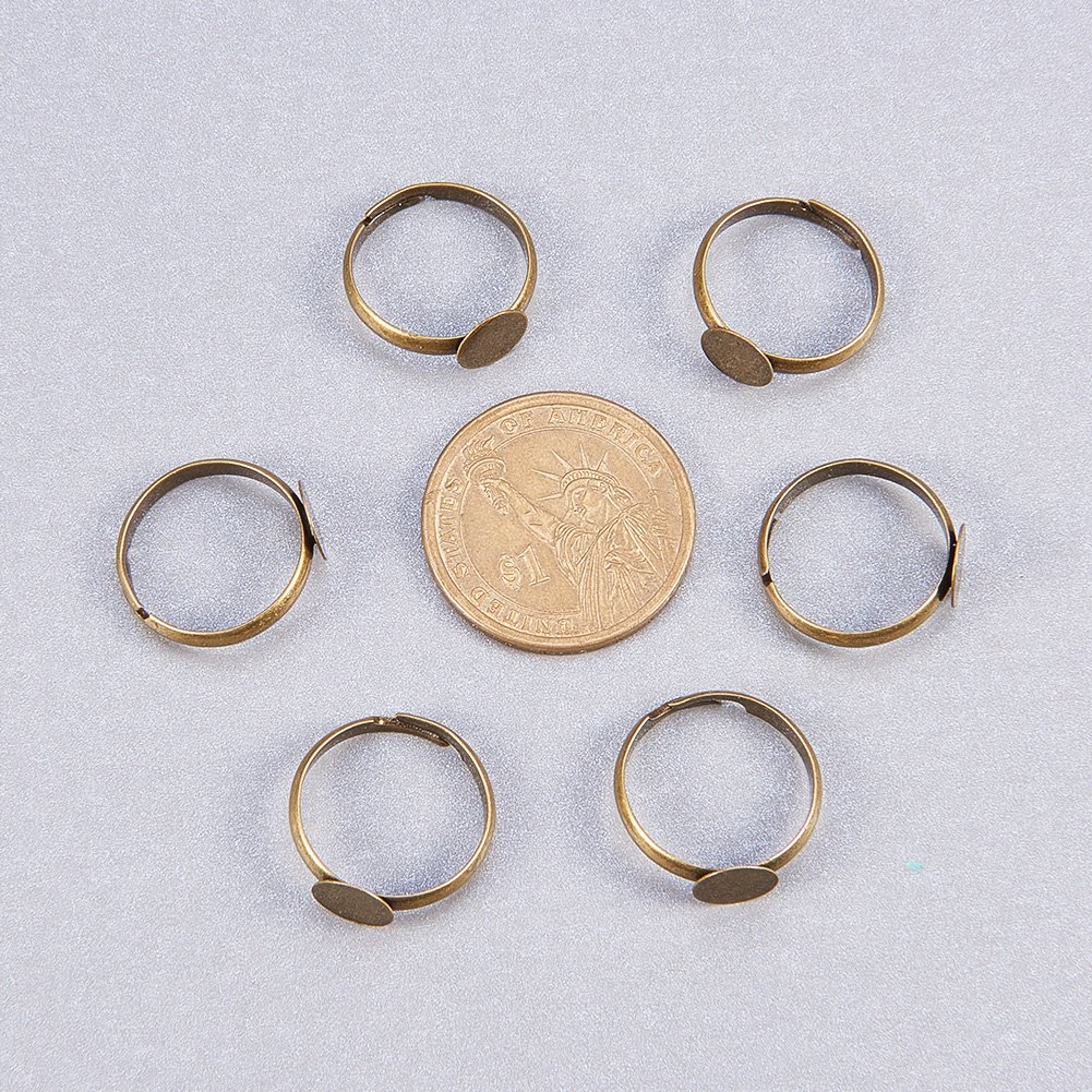 10 Bagues Bases Cabochon Réglables La Brass Ré Tro Bronze Ancien - Plateau 18x25mm PandaHall