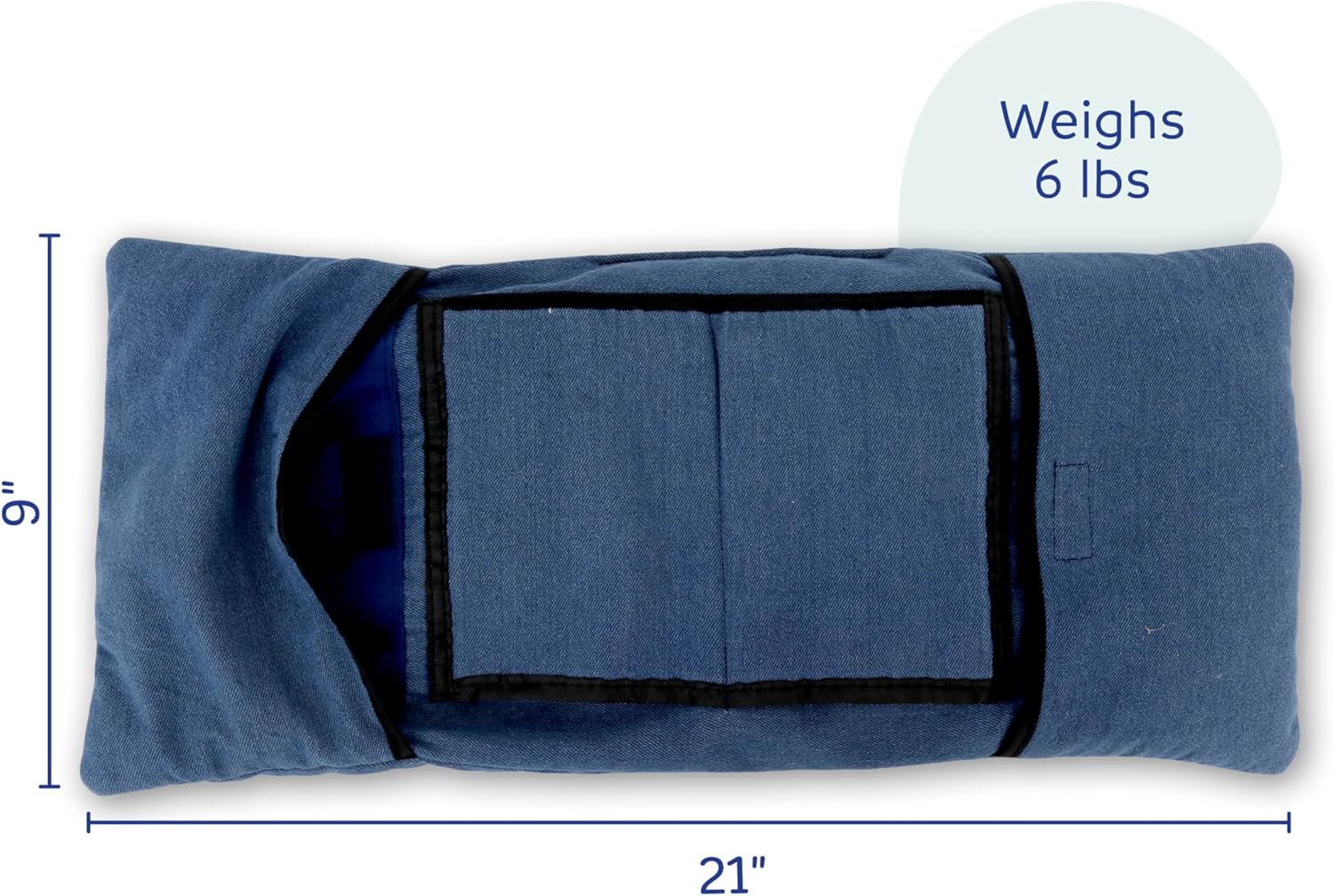 Fun and Function - Denim Pocket Lap Pad - Weighted Lap Pad for Kids, Teens & Adults with Built-in Fidgets & Pockets - Fidget Lap Pad/Fidget Pillow - Sensory Activity Pad - 6 lbs
