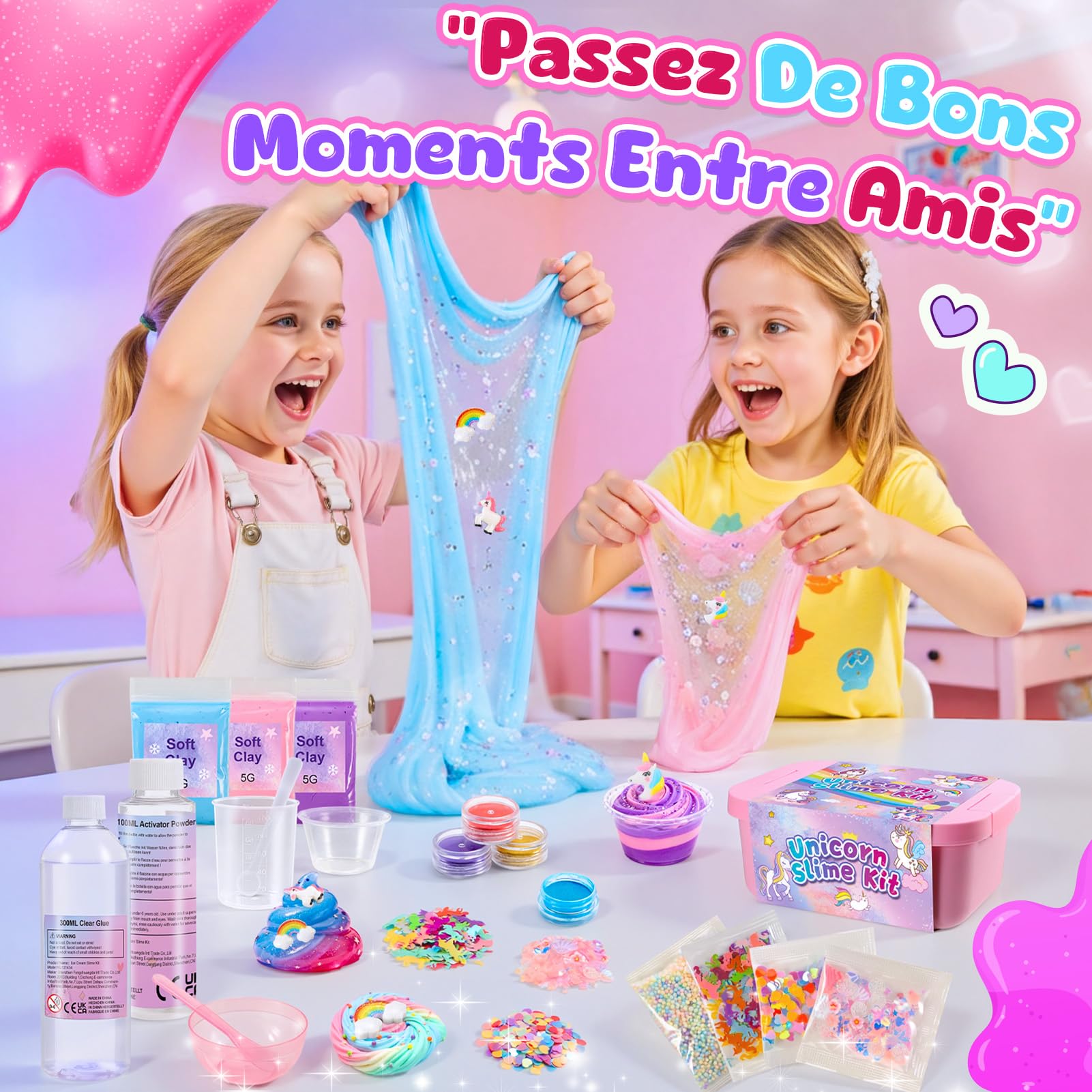 iKidiki Licorne Slime Enfant, Jouet Fille 6 7 8 9 10 11 12 Ans Slime Fluffy Licorne Cadeau Fille 6-12 Ans Jouet Enfant 6 7 8 9 10 11 12 Ans Slime Kit Activite Manuelle Fille 6-12 Ans