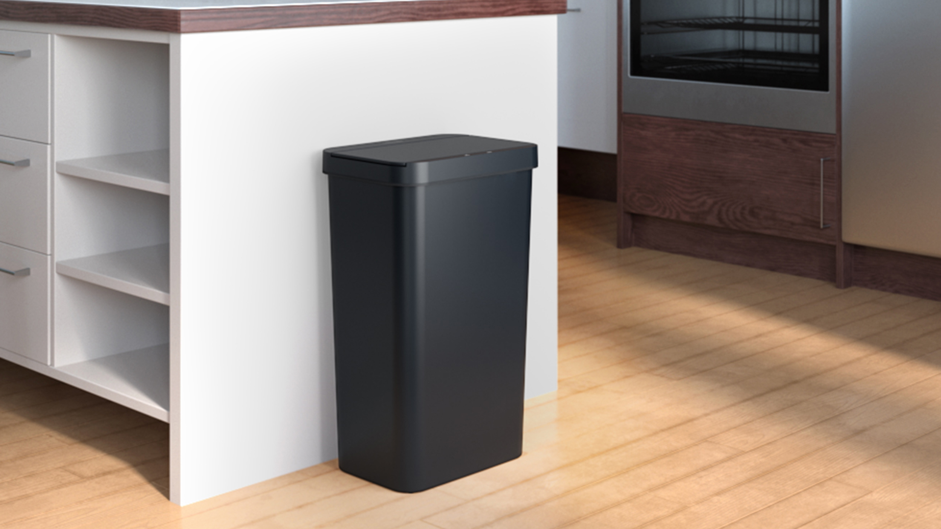 Image of iTouchless 13.2 Gallon Sensor Trash Can with AbsorbX Odor Filter, Durable Dent-Proof Construction, Slim and Space-Saving Automatic Bin for Kitchen, Home, Office, Business, Garage, Black Plastic