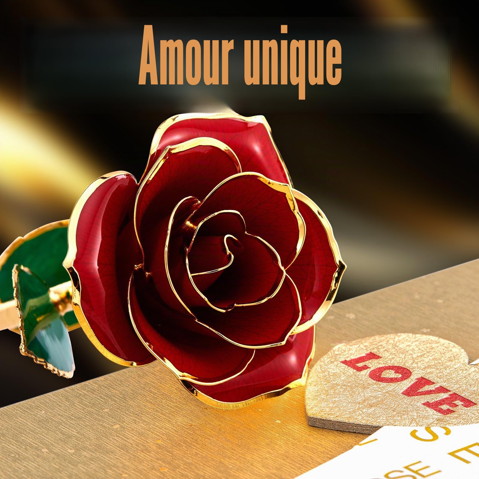Mikasol Plaqué Or 24K des Roses PréServéEs pour Toujours, ImpréGnation Manuelle Cadeaux Romantiques pour Les Femmes dans Sa Femme Petite Amie Anniversaire Saint Valentin FêTe des MèRes NoëL (Rouge)
