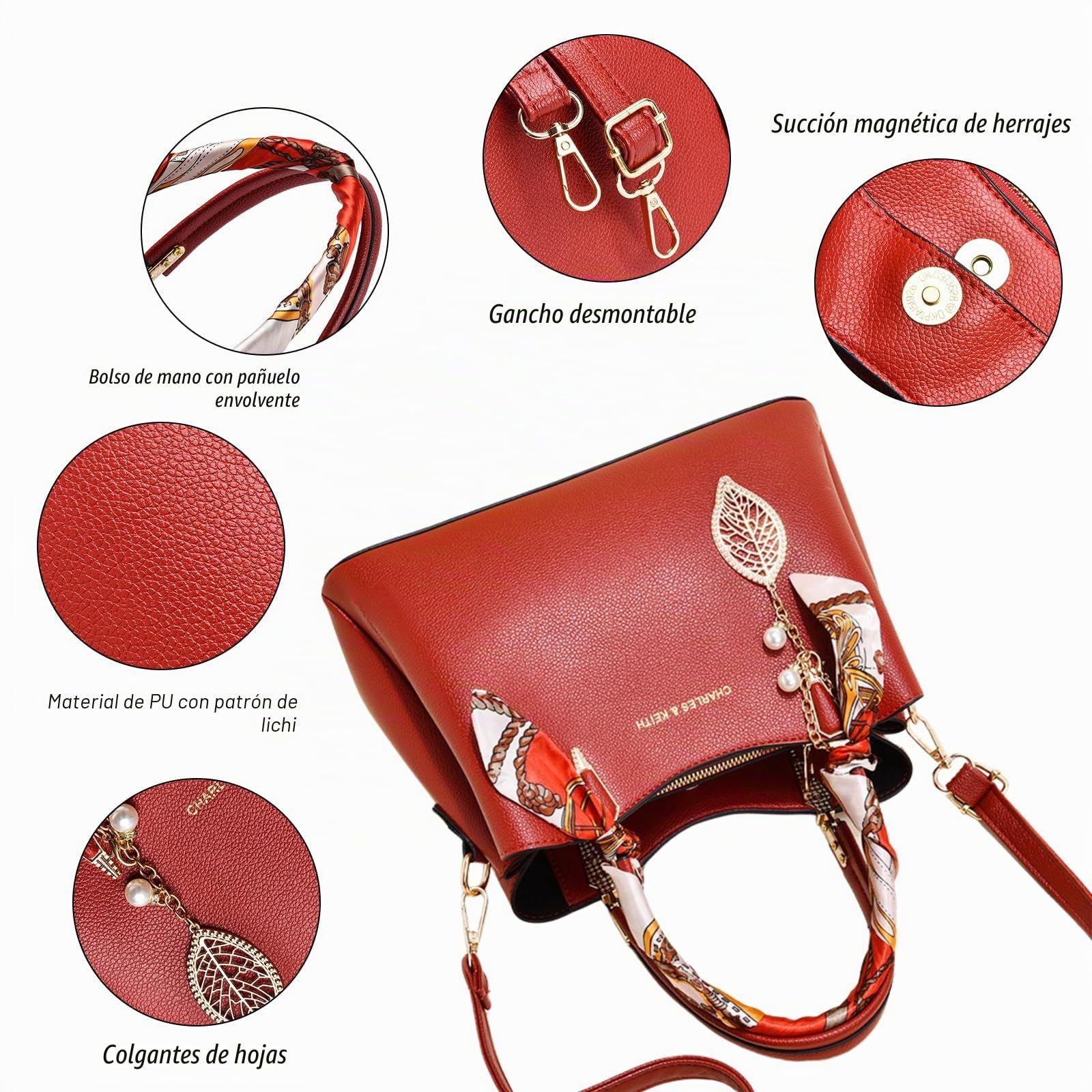 Myhozee Bolso de Mano Bugatti Mujer Piel Marca Shopper Tote Bag Perfecto Para Trabajo,Diario Vida,Navidad y Fiesta ect