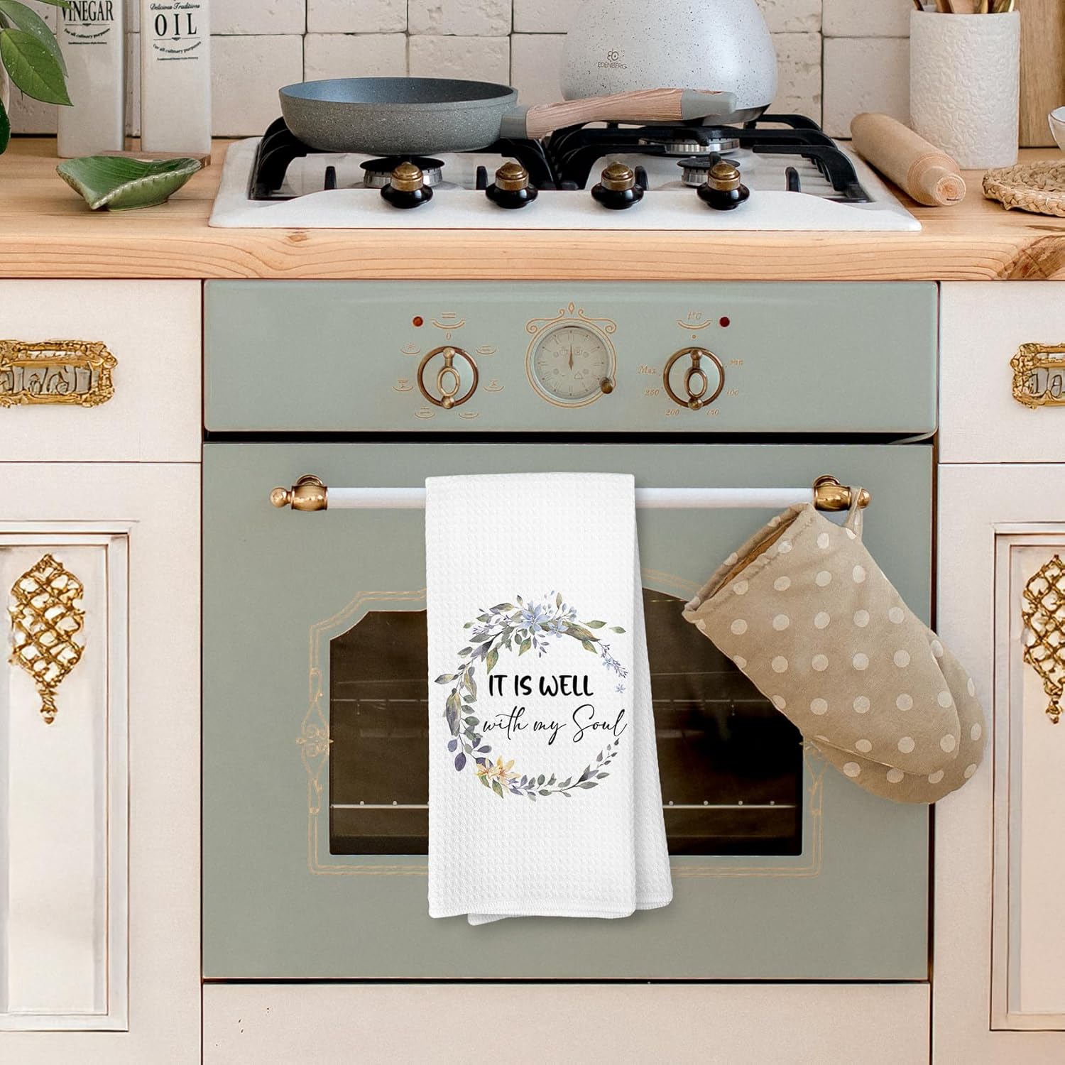 Voatok Christian Kitchen Towels, It is Well with My Soul Bible Verse Decor Hand Towels for Bathroom, Religious Christian Gifts for Women Faith Dish Tea Towels for Kitchen, 16x24 Inches - Image 4