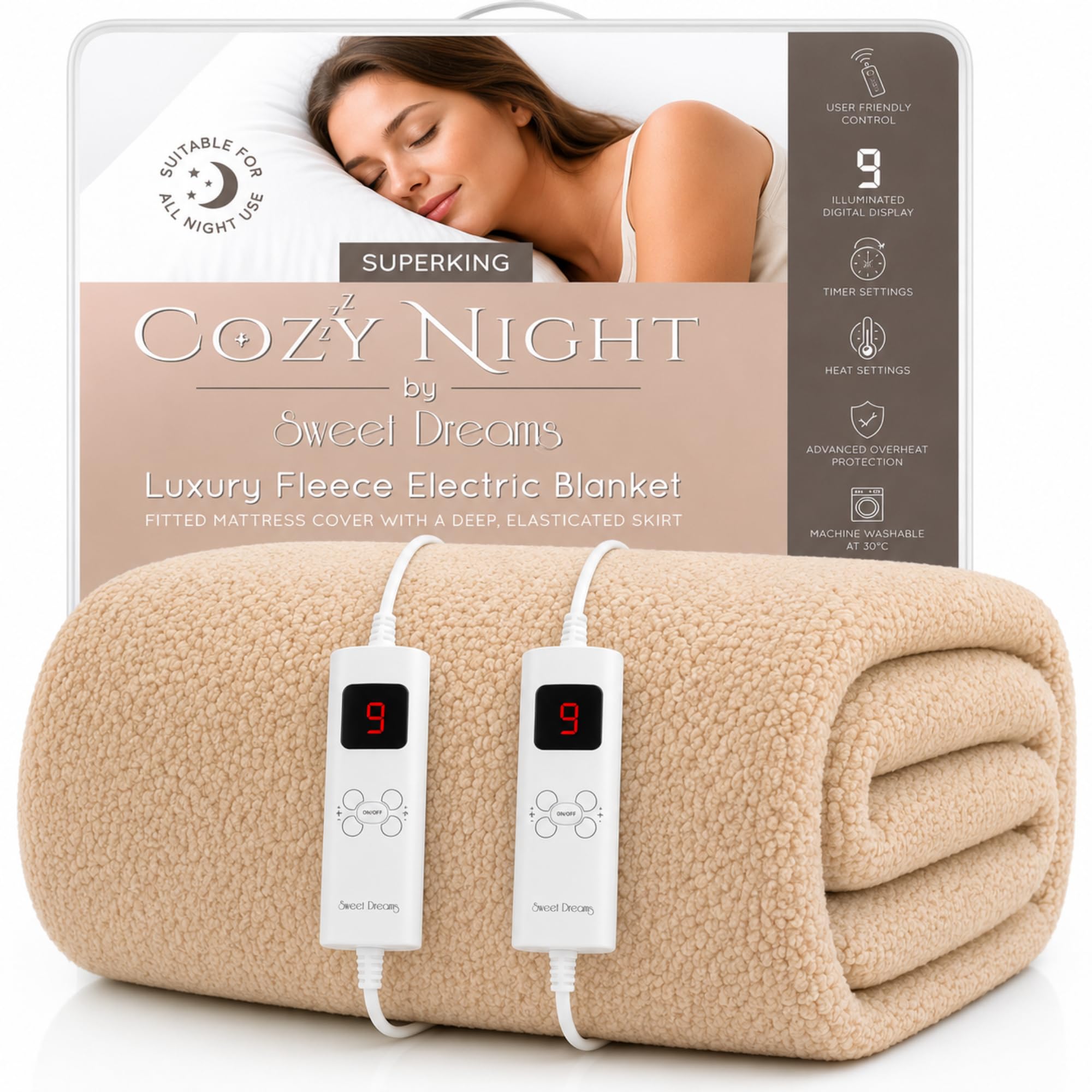 Sweet Dreams Beige Super King Electric Heated Blanket