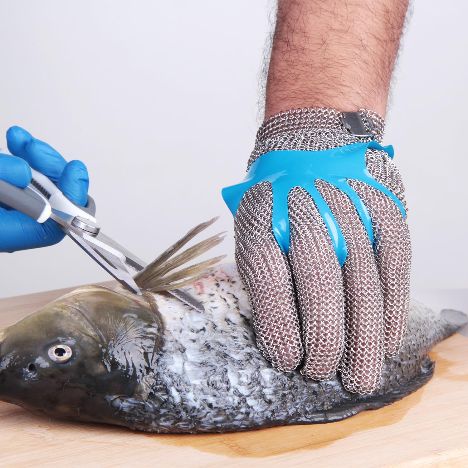 Guantes resistentes a los cortes de malla metálica de acero inoxidable de grado alimenticio para carnicero, corte de carne, pescado, fileteo, ostras, corte de ropa y procesamiento de cuero (mediano