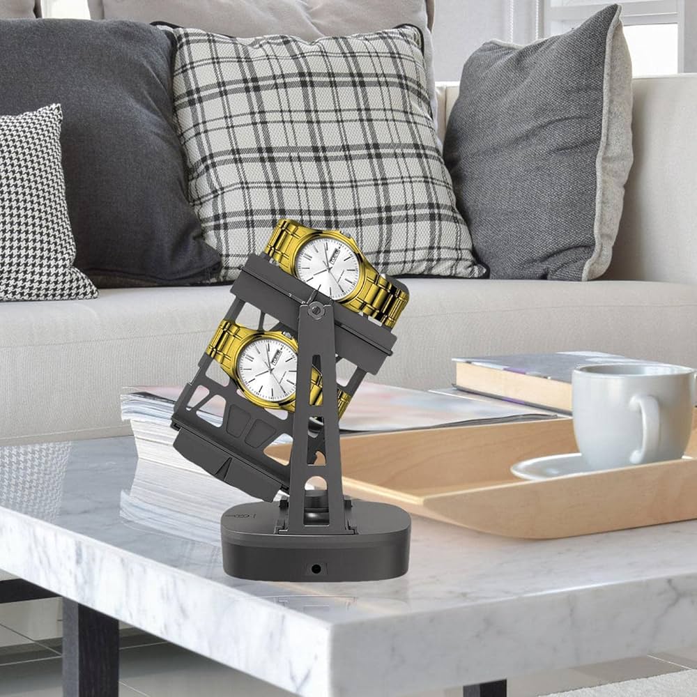 時計ワインダー／直接引渡希望(郵送応相談) ウォッチワインディングマシーン 2本巻 黒合皮 IG-ZERO 107B-1