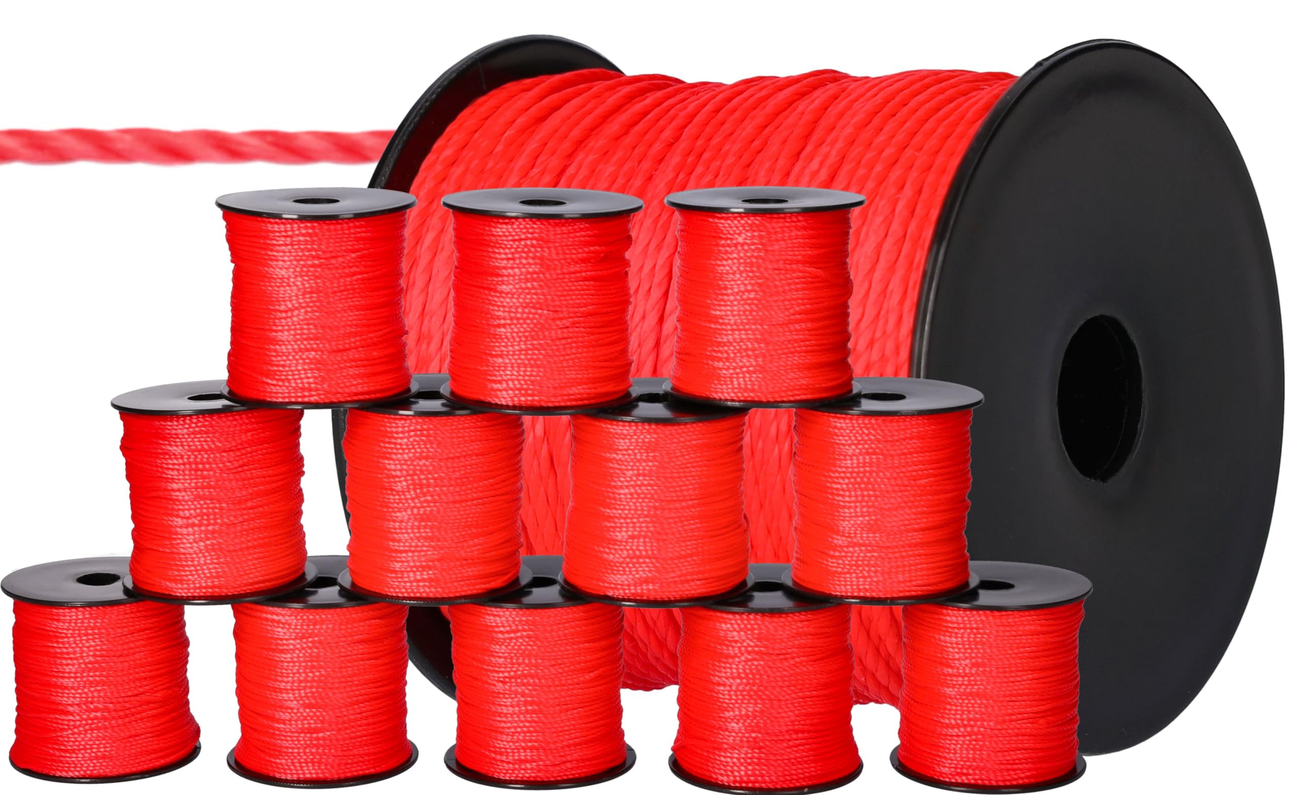 ToolSpace 12 x Masonry Cord - 100 m x 1.6 mm - Red - Polypropylene Silk - Leveling Cord - Plumbing - Heavy Duty Plastering Cord - Durable and Tear Resistant