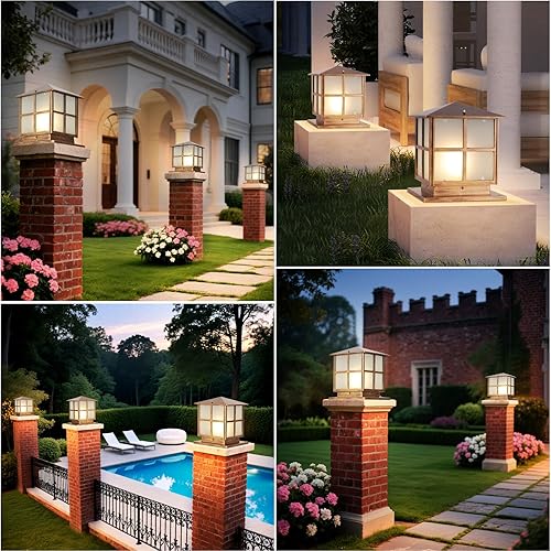 Miniatura 5 de SLAWA Luces de poste para exteriores, modernas luces de columna para entrada al aire libre con carcasa de aluminio, luces de pilar de patio al aire