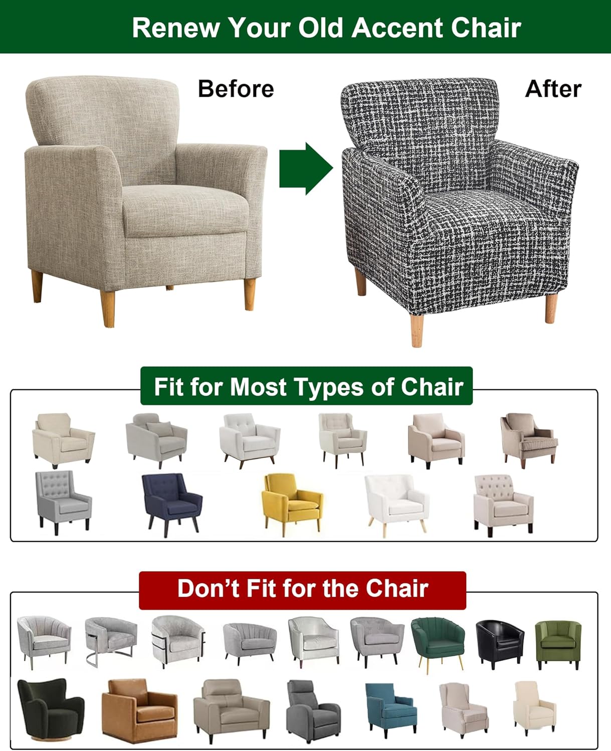 CRFATOP Stretch Modern Banquet Armchair Slipcover 1-Piece Accent Chair Covers with Arms Soft Chair Slipcovers for Living Room Armchair Furniture Protector Office Reception Reading Sofa,B60