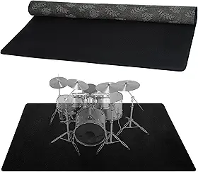 Tapete de tambor, 1,2 m x 1,5 m, tapete de bateria com fundo antiderrapante, almofadas elétricas à prova de som para bateristas, preto