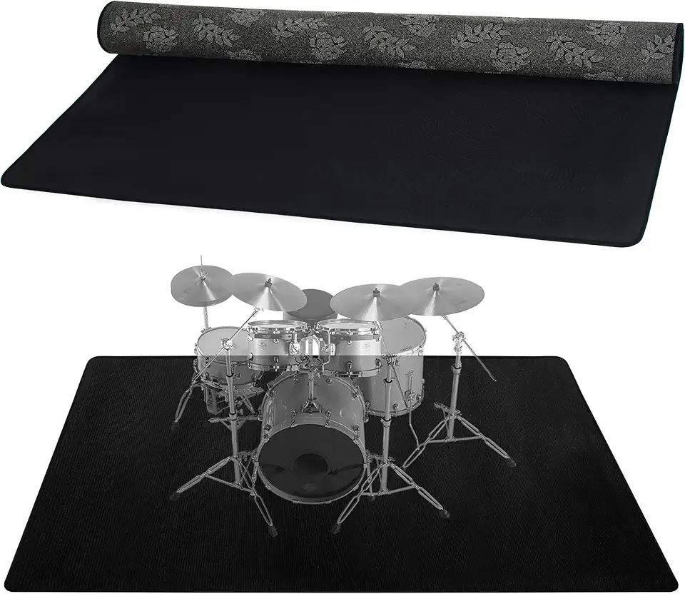 Tapete de tambor, 1,2 m x 1,5 m, tapete de bateria com fundo antiderrapante, almofadas elétricas à prova de som para bateristas, preto
