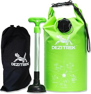 One Hand Wash Bag and Plunger Set - Off Grid Washing Machine Non Electric for Camping Travel | Eco Friendly Portable Manual Clothes