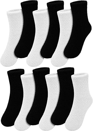 Womens Fuzzy Socks, 12 Pairs Cozy Winter Warm Plush Soft Fluffy Microfiber Comfort Sock Bulk Pack