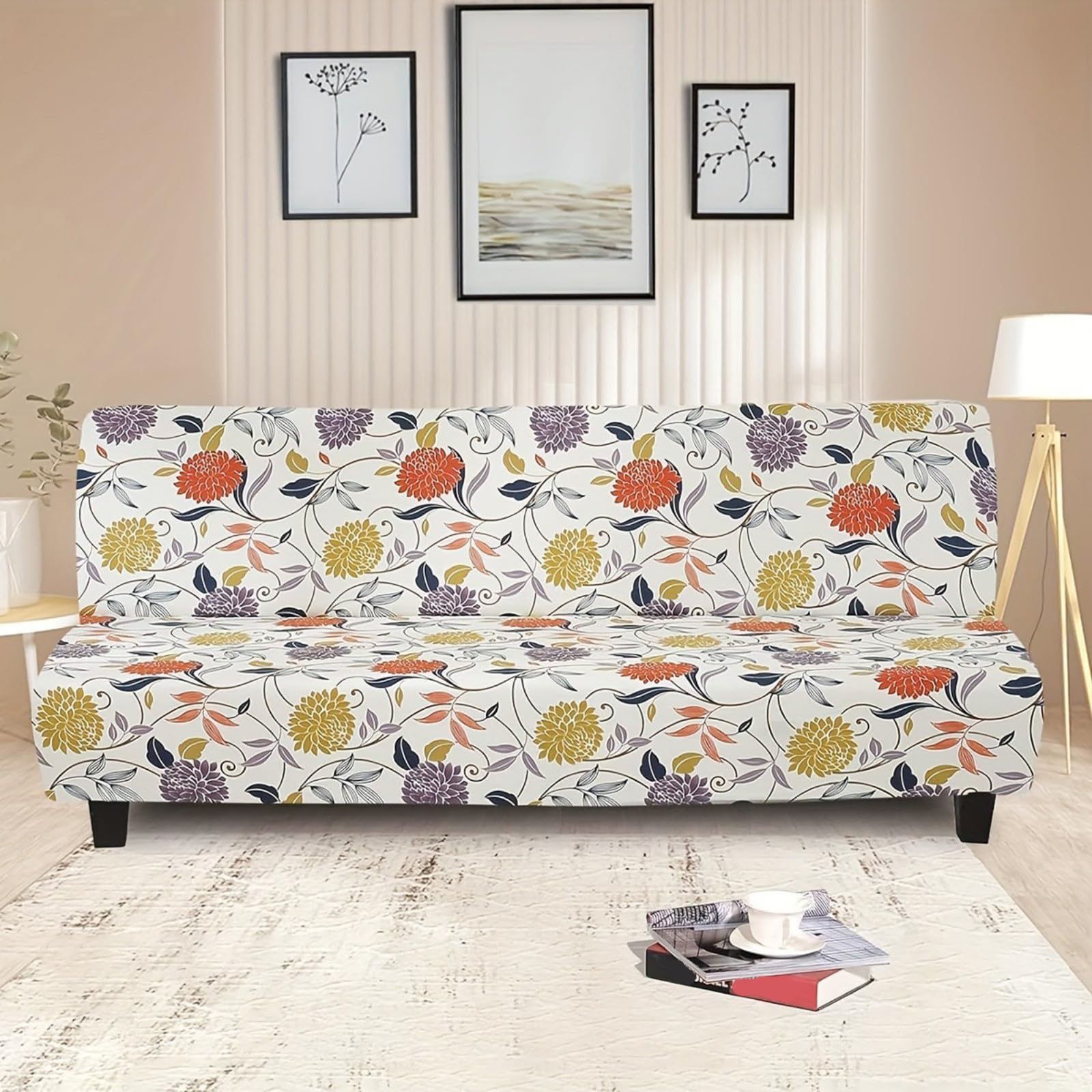 boiszeda Armless Sofa Bed Cover, Spandex Stretch Futon Slipcover(190-210cm)