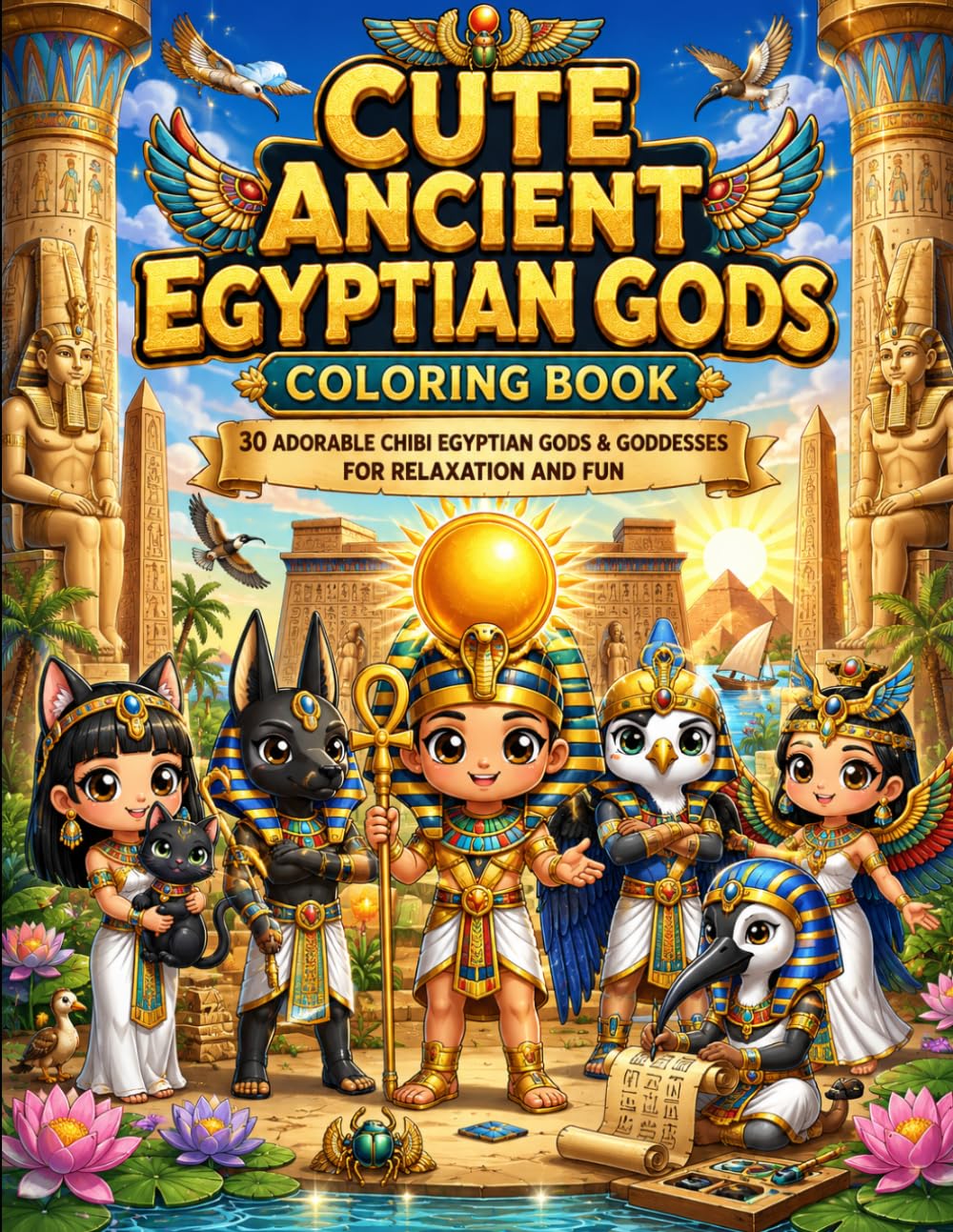 Ancient Egyptian Gods Coloring Book: A Mystical Journey Through Pharaohs, Deities, Symbols, and Ancient Egyptian Mythology