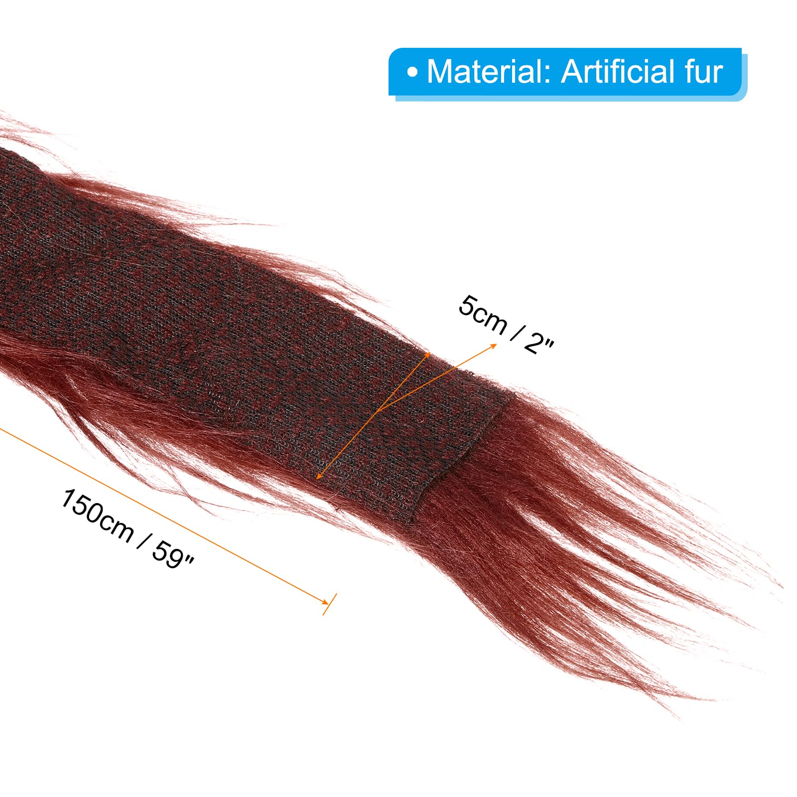 PATIKIL Plush Faux Fur Fabric Precut Strips, 2 Pcs 59" x 2" Fluffy Faux Fur Ribbon for DIY Crafts Christmas Halloween Gnome Beard, Red - Image 2