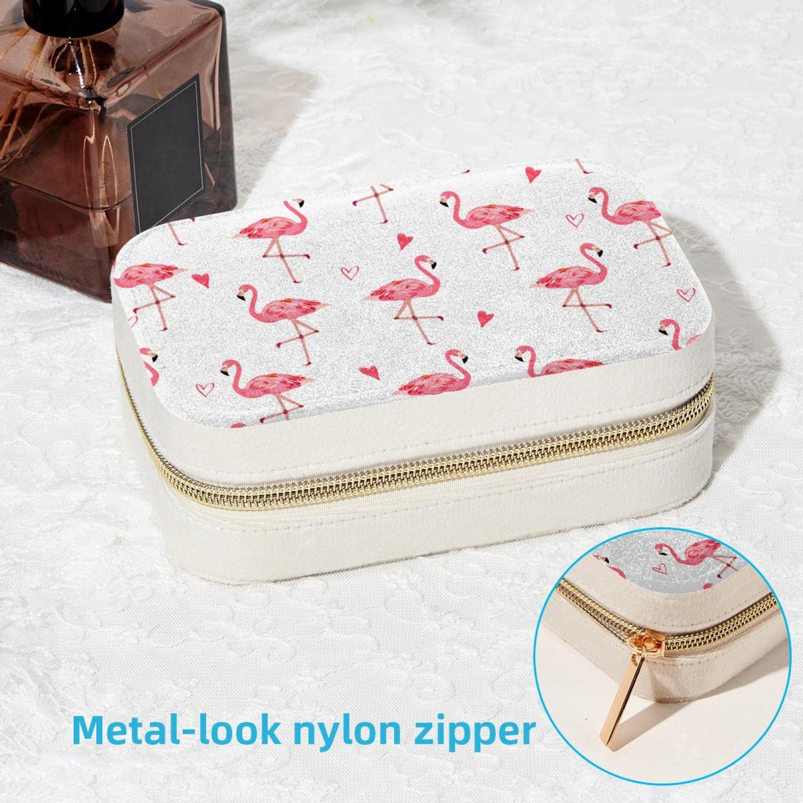 SUMNACON Mini scatola regalo con fiocco, portagioie in stile decorativo, smaltato, incernierato, per anelli di nozze, orecchini, collane, per donne e ragazze (rosa + bianco