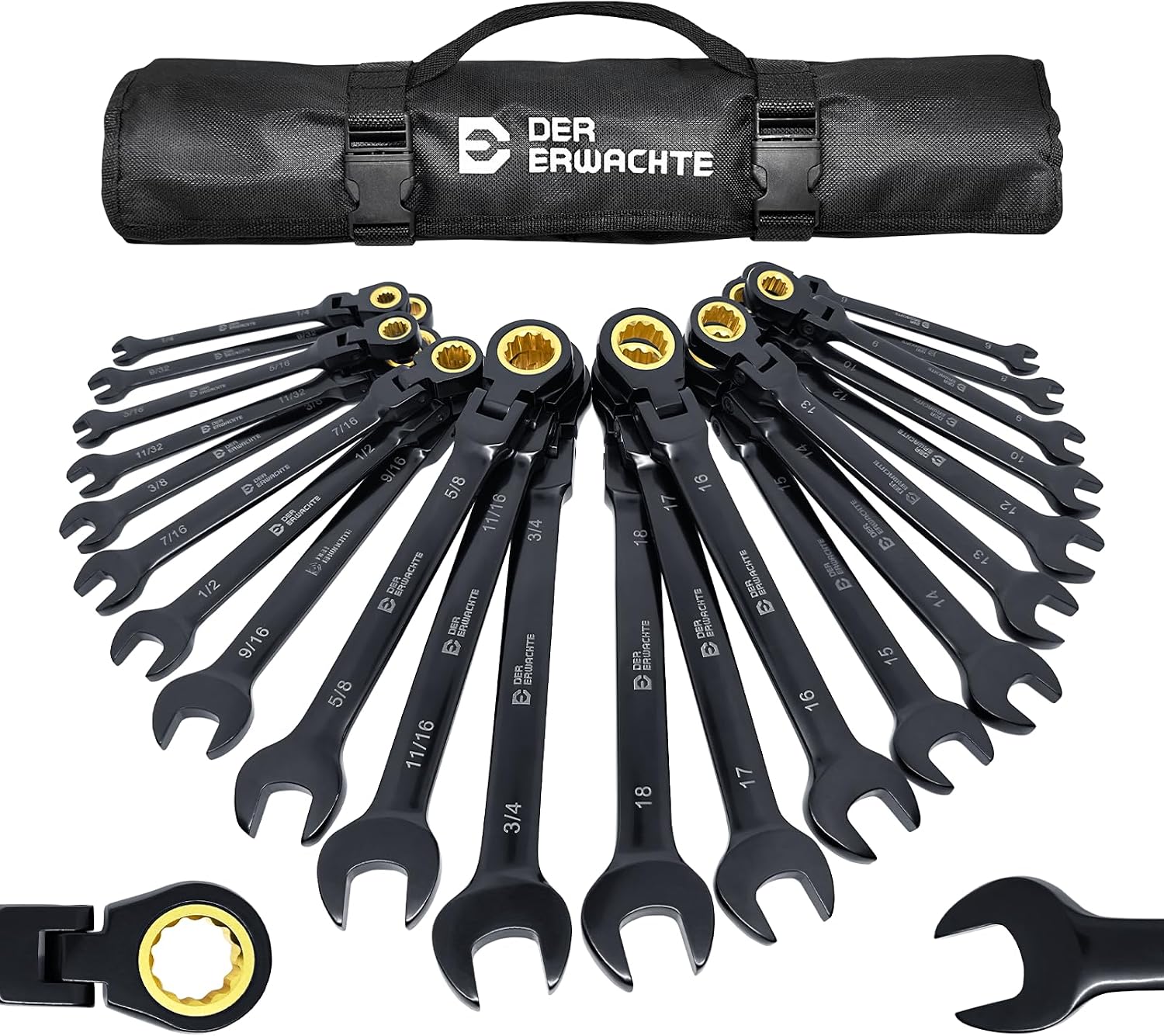 Der Erwachte 22-piece Ratcheting Wrench Set with 180° Flex Head