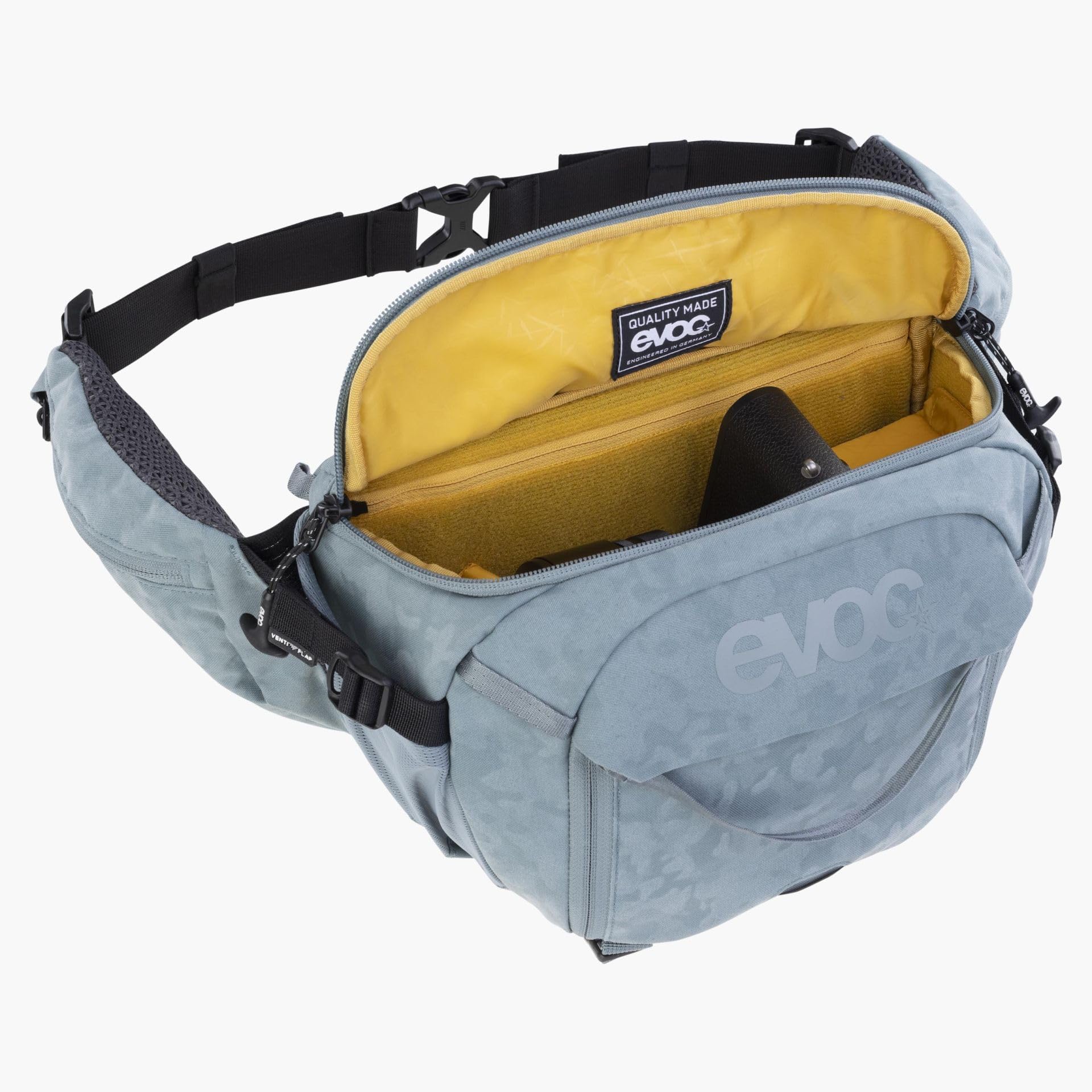 EVOC HIP PACK CAPTURE 6, torba biodrowa (wydajna wentylacja pleców, elastyczne kieszenie boczne, przegródki organizacyjne, wymiary: 14 x 20 x 31 cm, pojemność: 6 l), stalowa