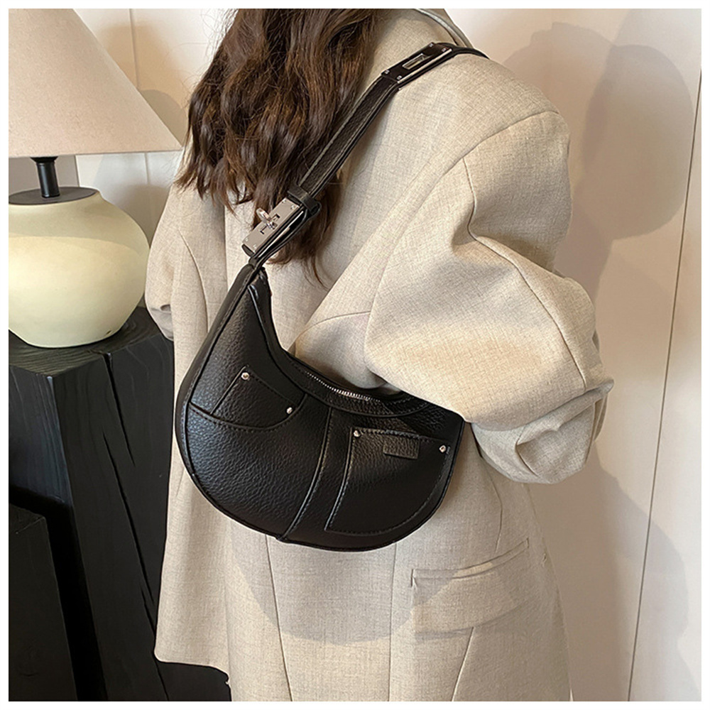 Amazon.com: Leather Crescent Shoulder Bag for Women Small Hobo