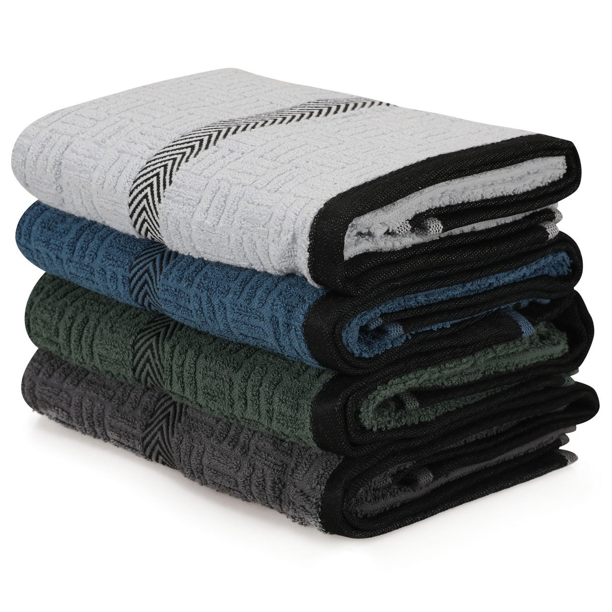 WELL HOME MOBILIARIO & DECORACIÓN Hand Towel Set (4 Pieces) Blue, Dark Blue, Green, Anthracite, Blue Dark Blue Anthracite Green, 50x90