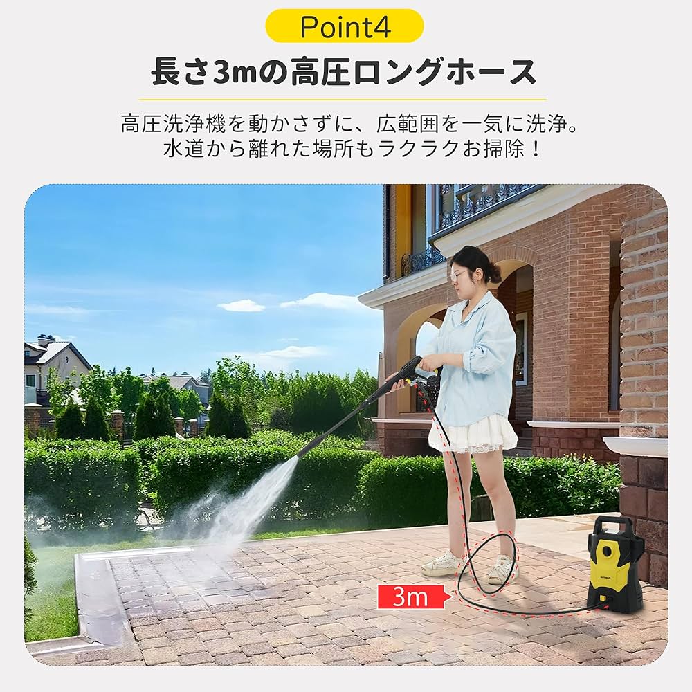 高圧洗浄機 許容圧力14MPa 吐出水量5.5L/min高圧低圧切替可能小型軽量 Amazon | 高圧洗浄機 最大許容圧力14MPa 最大吐出水量5.5L/min