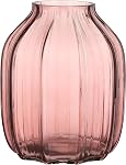 Flower Glass Vase,Grey Bud Vases,H-12.2" Simple Striped Design for Home Floor Decor,Farmhouse Decor, Centerpiece Coffee Table Decorations