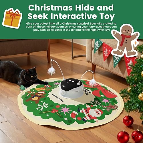 Miniatura 3 de Gardner Pet Juguetes láser de Navidad para gatos, recargable 5 en 1, juguete interactivo automático para gatos, pluma de emboscada móvil, bolas de