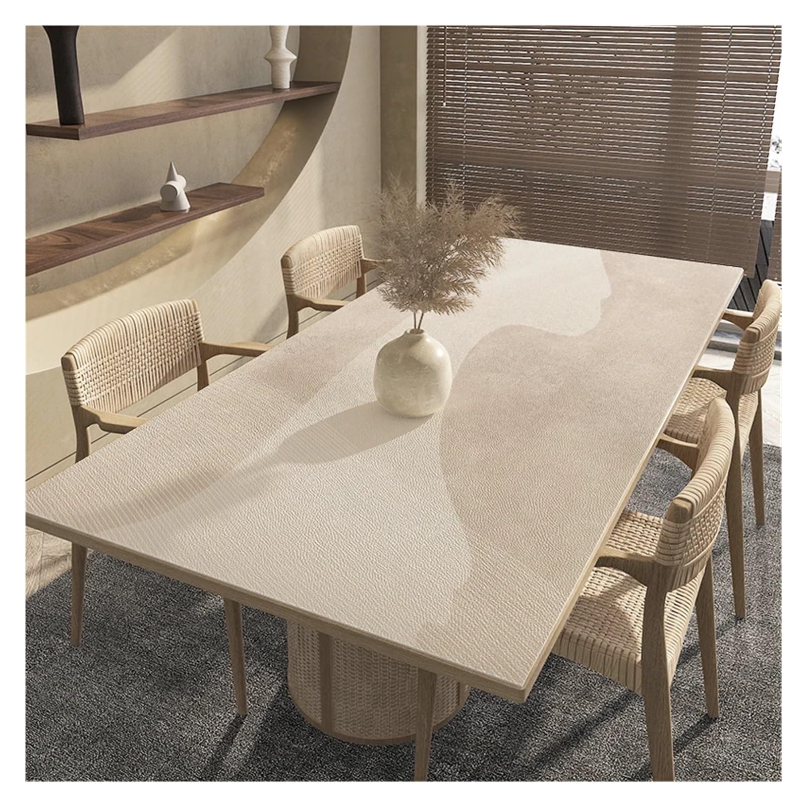 XIUsheUA tablecloth Desktop Protection Pad Apricot Kitchen PVC Leather Tablecloth Waterproof Anti-scalding Table Mat Anti-slip Decoration Household(GU1215-ZD,90x180cm)