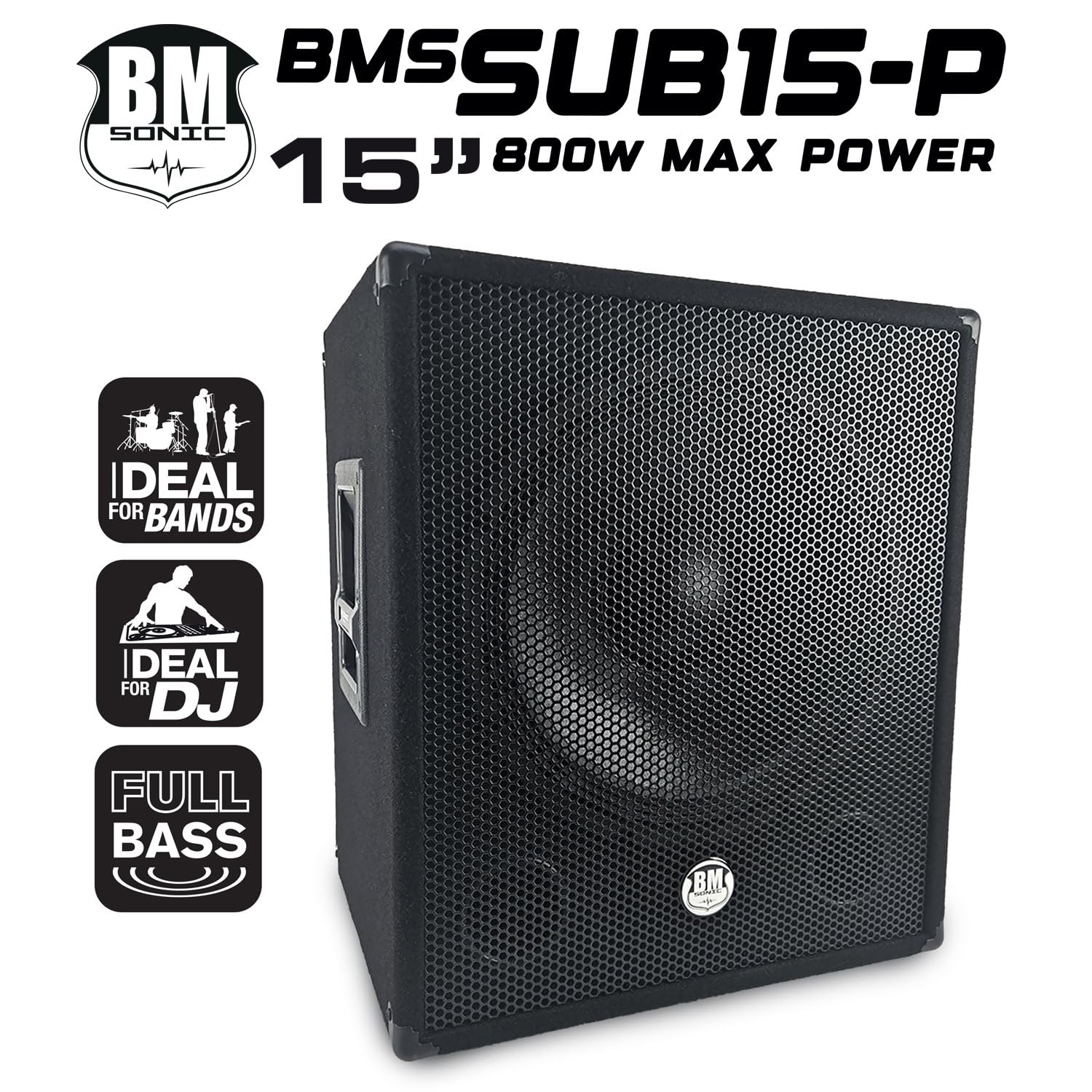 Bmsonic BMS-SUB15-P Caisson de Basse Subwoofer 15" Passif 800W Max 38cm Speakon/Jack 6,3mm