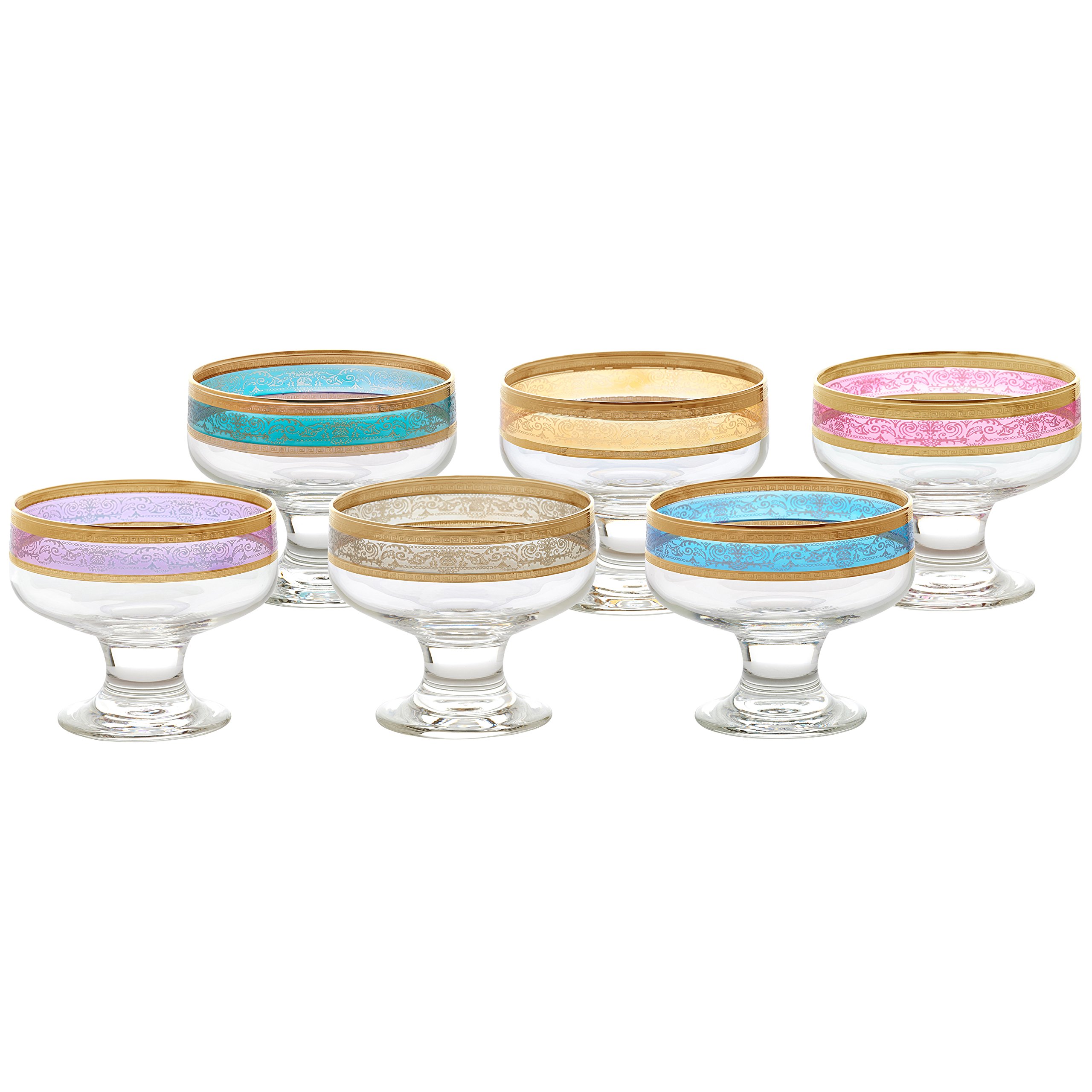 Lorren Home Trends 9441 Pedestal Melania Collection - Cuencos (6 unidades), multicolor