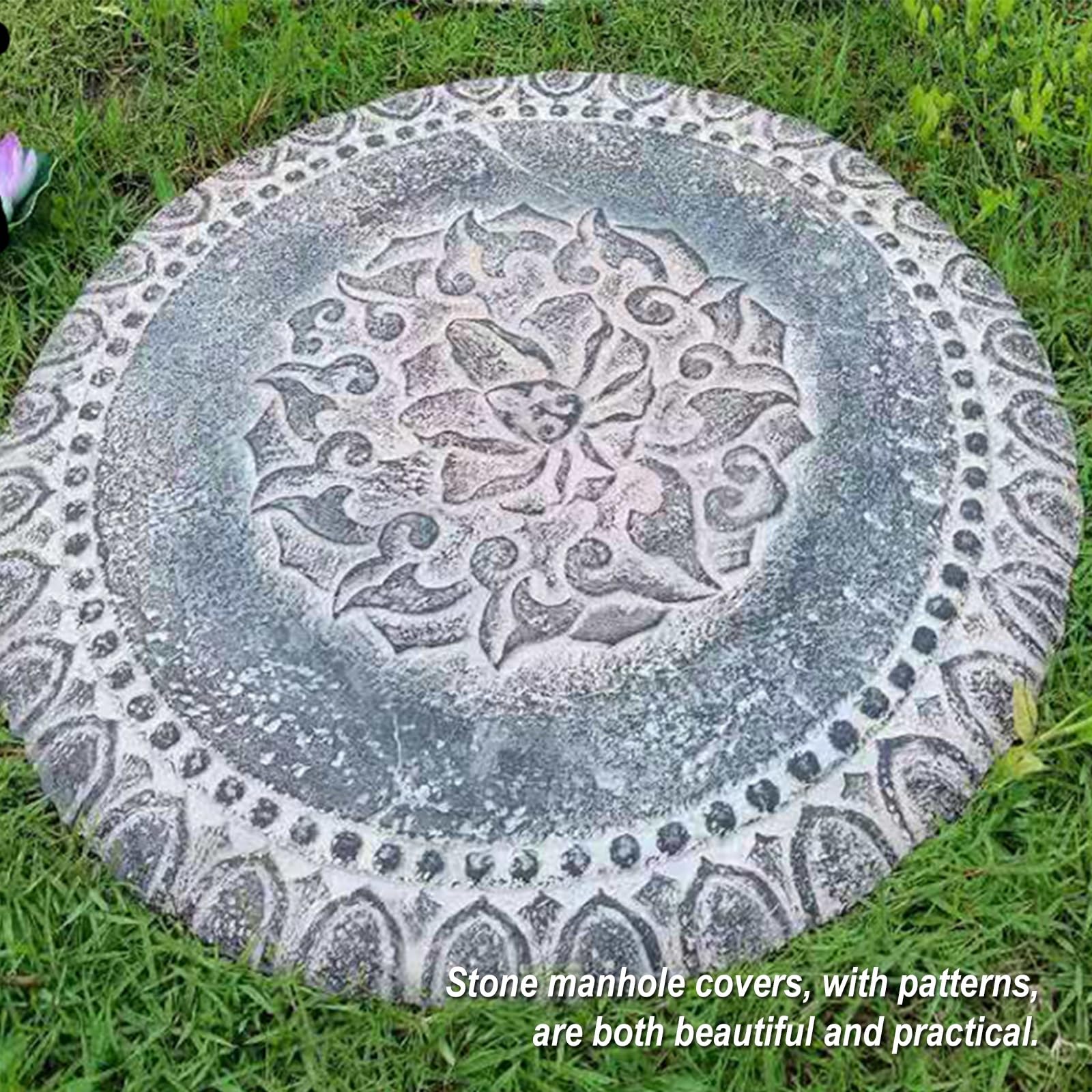 Tapa Arqueta de Piedra, Tapa de Registro Tallada, Antideslizante y Duradera, Ideal para Patios, Hermosa, Ideal Como Escalón