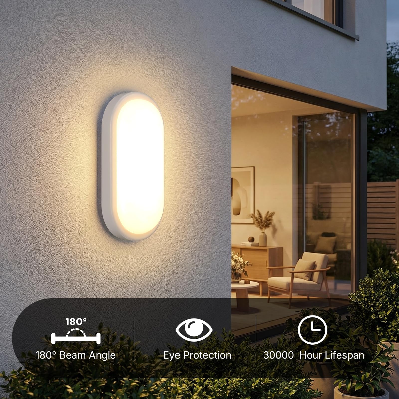 Plafoniera LED Esterno, 18W 1800LM Applique da Parete Interno, IP54 Lampada Led Soffitto Ovale Luci, 3000K/4000K/6000K Applique Bagno Luce per Balcone Scale Corridoio Garage, 2 Pezzo