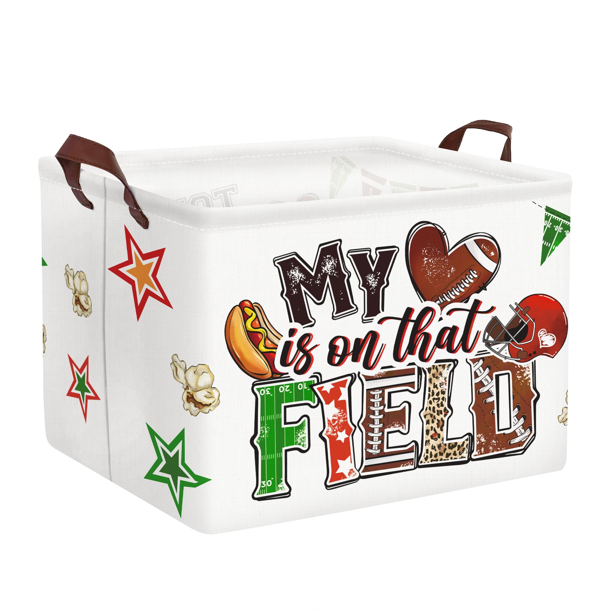 Clastyle 36L Rugby Sports Kid Storage Basket Collapsible Rectangle Ball Gift Basket Clothes Toy Nursery Bin Book Shelf Basket