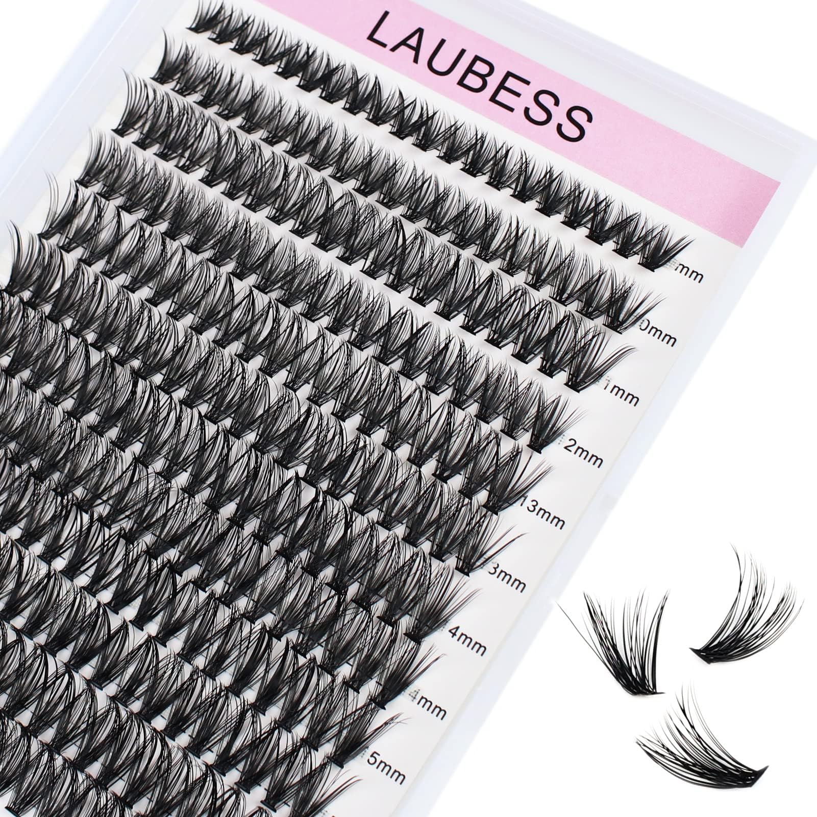 LAUBESS Cluster Lashes 240pcs 40D DIY Eyelash Extension D Curl Long Individual Lashes Mixed Tray Faux Mink Lash Clusters Extensions 0.07 0.10 Black (40D-0.07D-9-16mm)