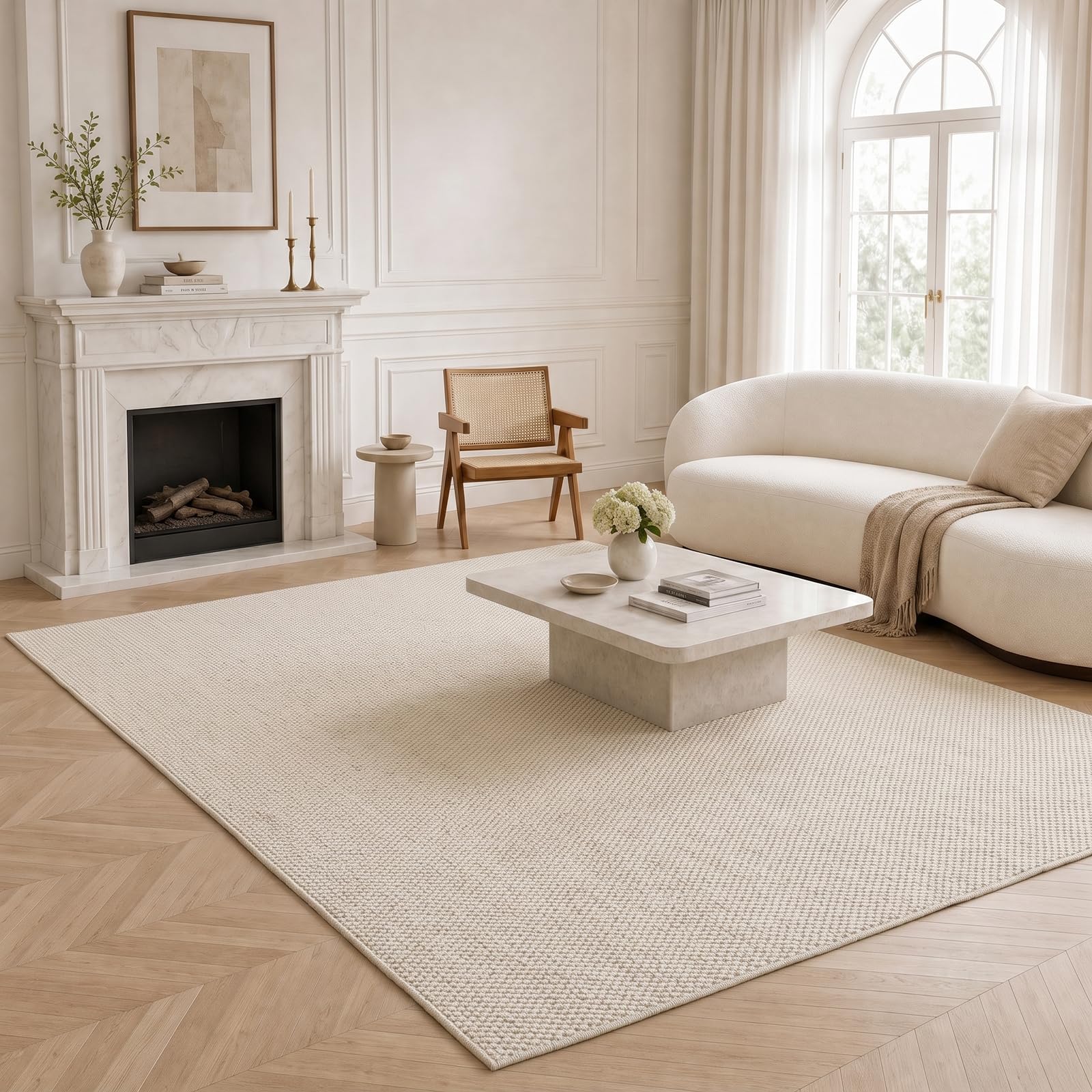 Natural Jute Fiber Area Rug 5x7