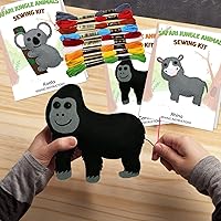 Vista 7 de CiyvoLyeen Kit de Costura para Niños – Juego de Costura DIY de Animales de Felpa de la Selva del Safari para Niñas y Niños de 7 a 12 años, Juego
