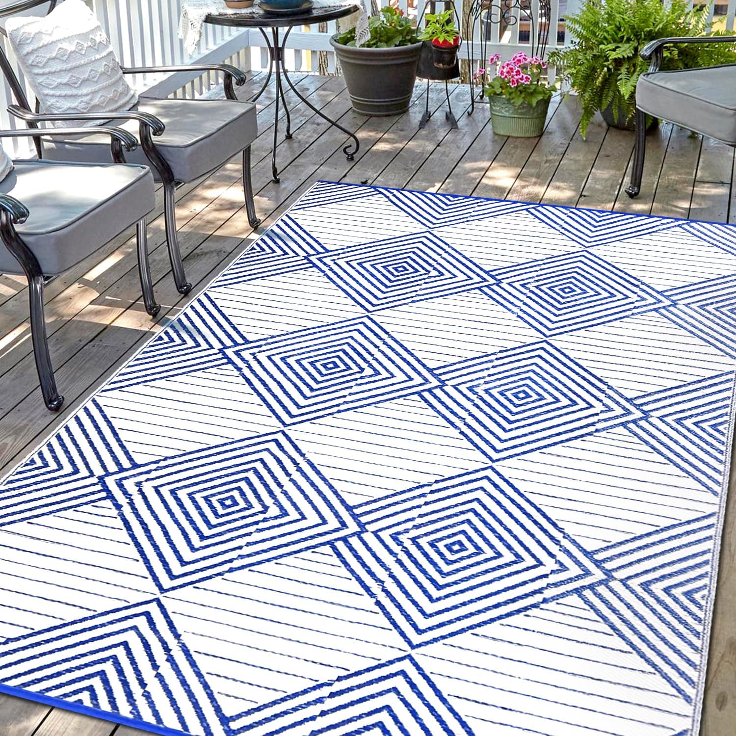 Amazon.com: Waterproof Outdoor Rug 6x9ft, Foldable Reversible Plastic ...