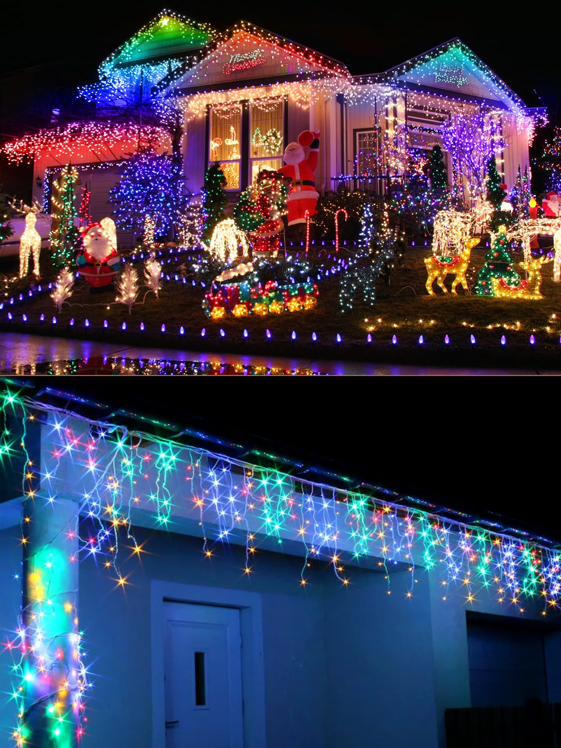 ARKOCHIC 30M Luci Natale Esterno Cascata, 1200 LED Tenda Luminosa Colorato, Luci Natalizie da Esterno con Telecomando, 8 Modalità, Luci Decorazione Natale per Feste, Finestra, Balcone