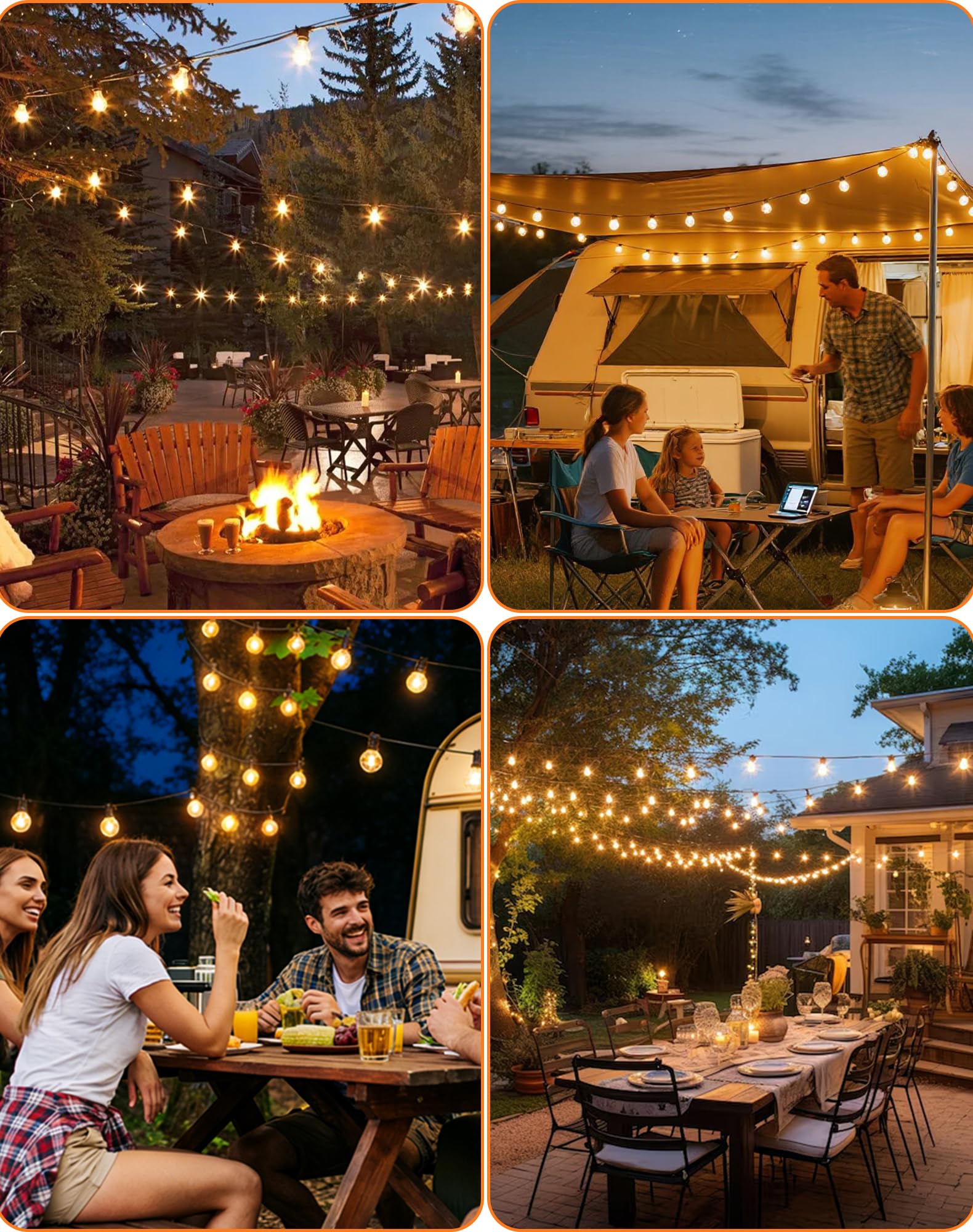Guirnaldas Luces Exterior Solar 18M 30+4 LED G40 Bombillas Cadena Luces Jardín con Batería 3600 mAh, IP44 Impermeable, 8 Modos, Control Remoto Luz Decoración para Terraza, Patio, Boda, Fiesta