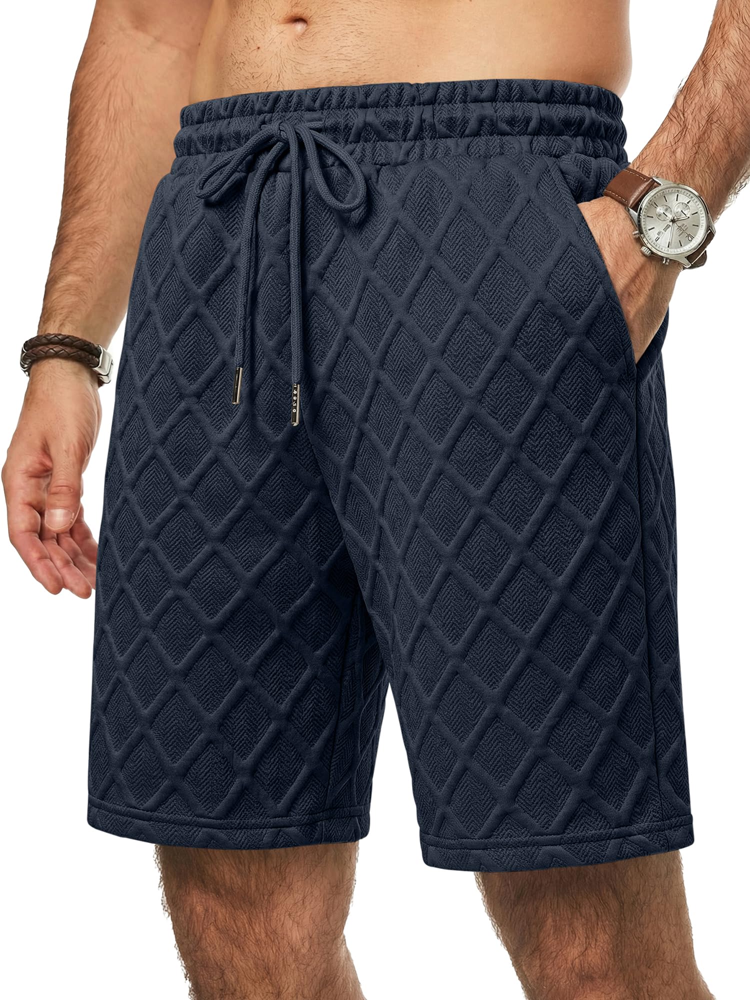 JMIERR Kurze Hosen Herren Sommer Casual Textur Baggy Shorts Herren mit Kordelzug Bermuda Kurze Hose Männer mit Taschen