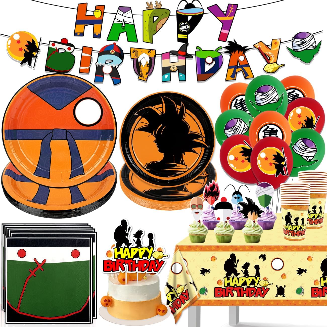 Birthday Party Decorations for Boys Anime Theme Birthday Decorations Includes Plates and Napkins Cups Tablecloth Balloons Happy Birthday Banner for Kids Birthday Party Supplies