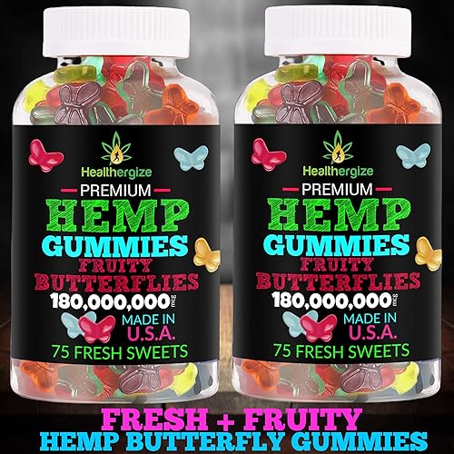 Miniatura 7 de Paquete de 2 gomitas de cáñamo con mariposas de primera calidad, para dormir, calmar y relajarse, comestibles naturales para fiestas de cáñamo,