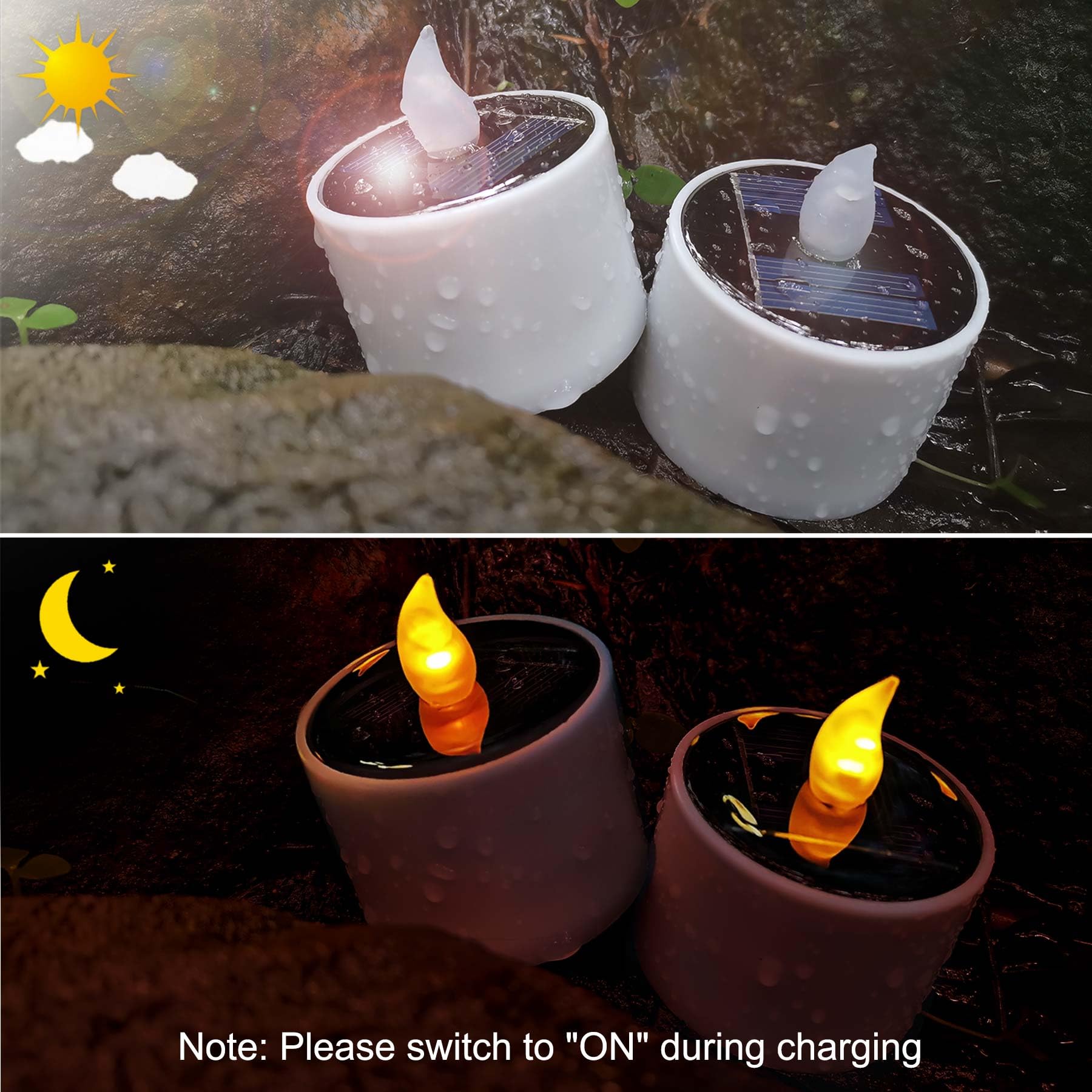 4X(18 PIÈCES BOUGIES Chauffe-Plat Solaires Sans Flamme LED ExtéRieur éTanch1918 EUR 74,39