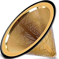 Vista 11 de Filtro de café compatible con Hario V60 - Gotero de café reutilizable de acero inoxidable con base de metal ancha - Filtro de café sin papel