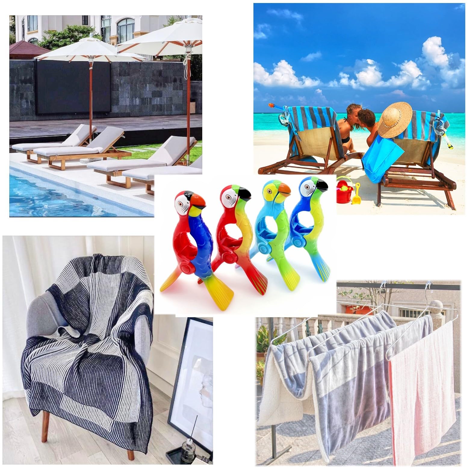 Clip Per Asciugamano Da Spiaggia - 4 Pezzi Colorati | Per Lettino, Piscina E Giardino - Foto 14