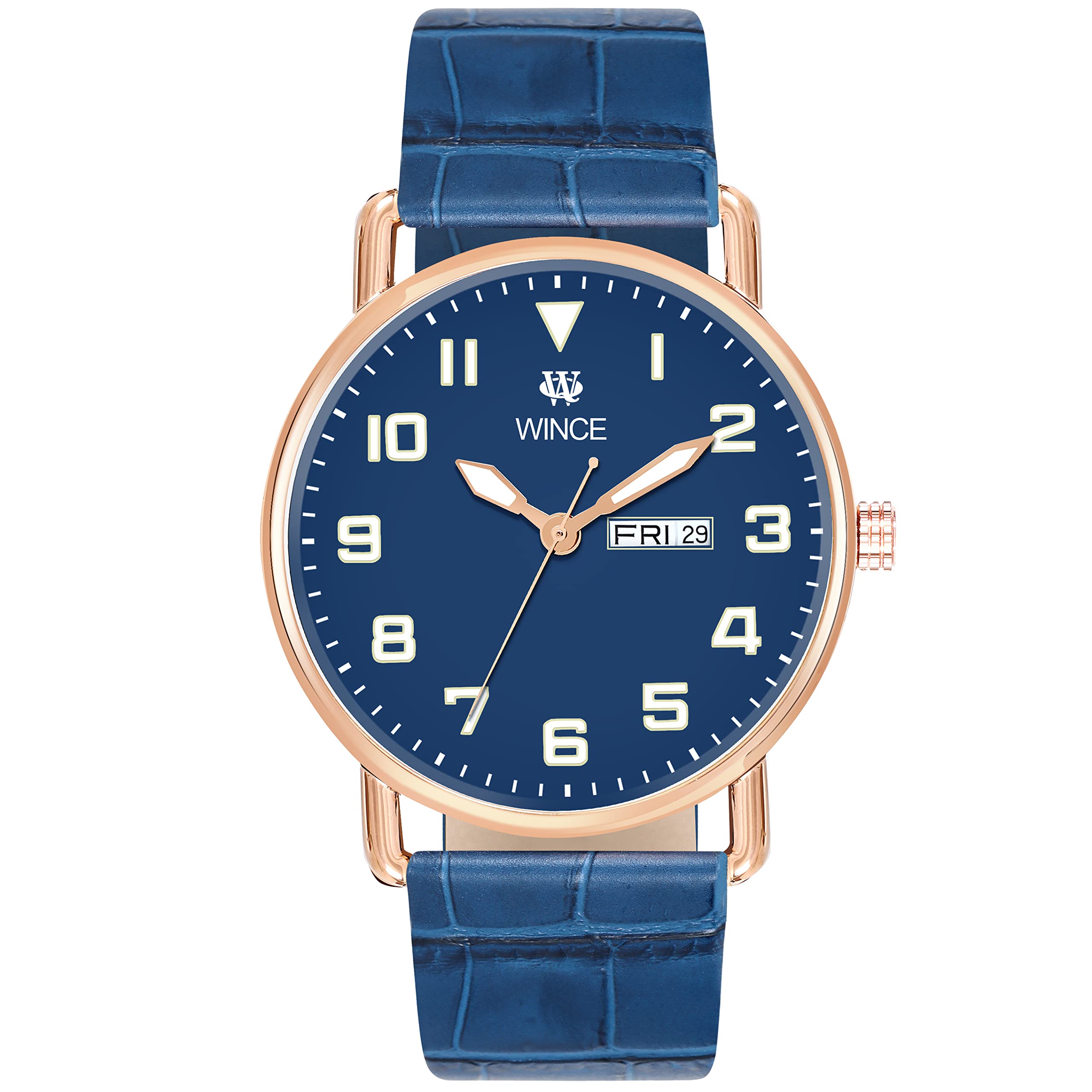 WINCE Analog Wrist Watch for Men Functioning Stainless Steel Strap Leather Color in Blue (B0BSFD6HSN) Amazon Price History, Amazon Price Tracker