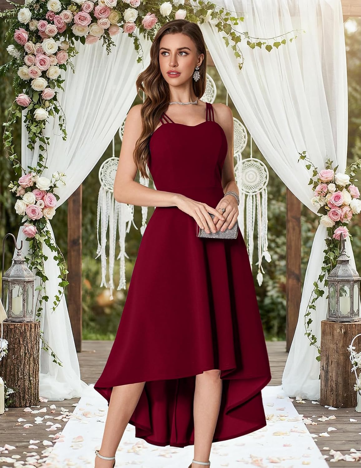DRESSTELLS Women's Cocktail Dress 2026 Formal Wedding Guest Bridesmaid Evening Hi Low Church Prom Fit Flare Dress - Image 6