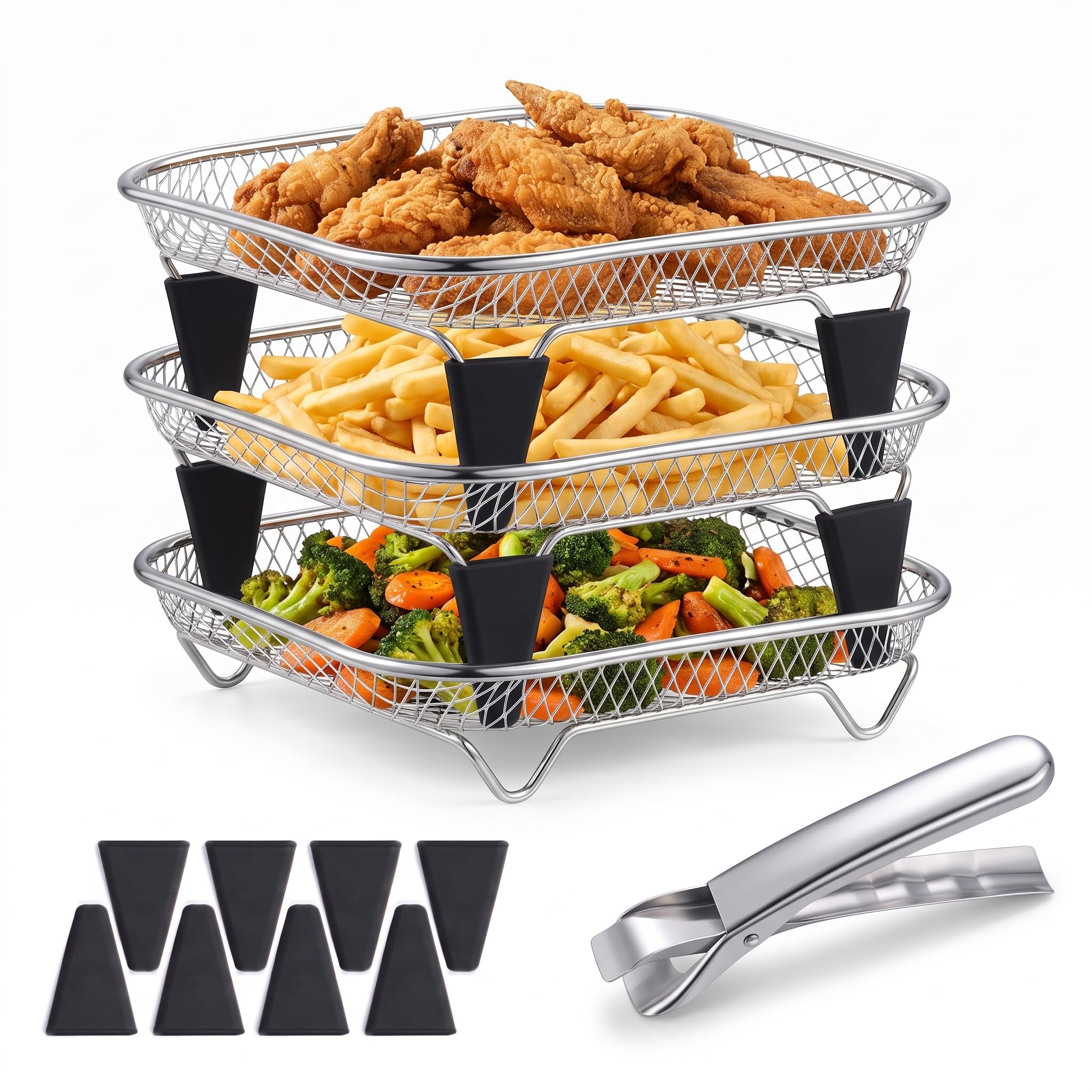 Homikit Air Fryer Rack, 3Pcs Stainless Steel Air Fryer Accessories, Square